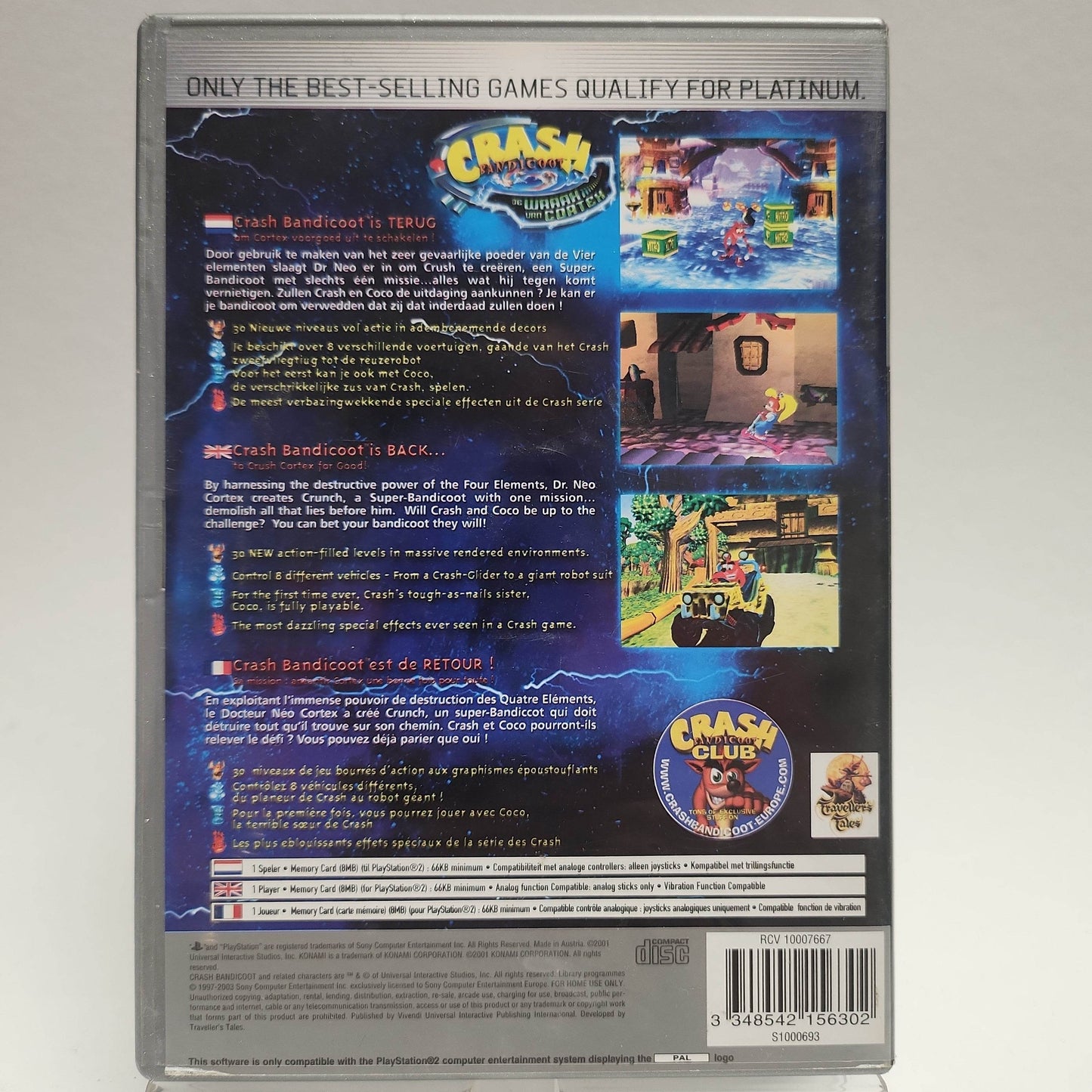 Crash Bandicoot de Wraak van Cortex Platinum Playstation 2 - Feniks Gameshop