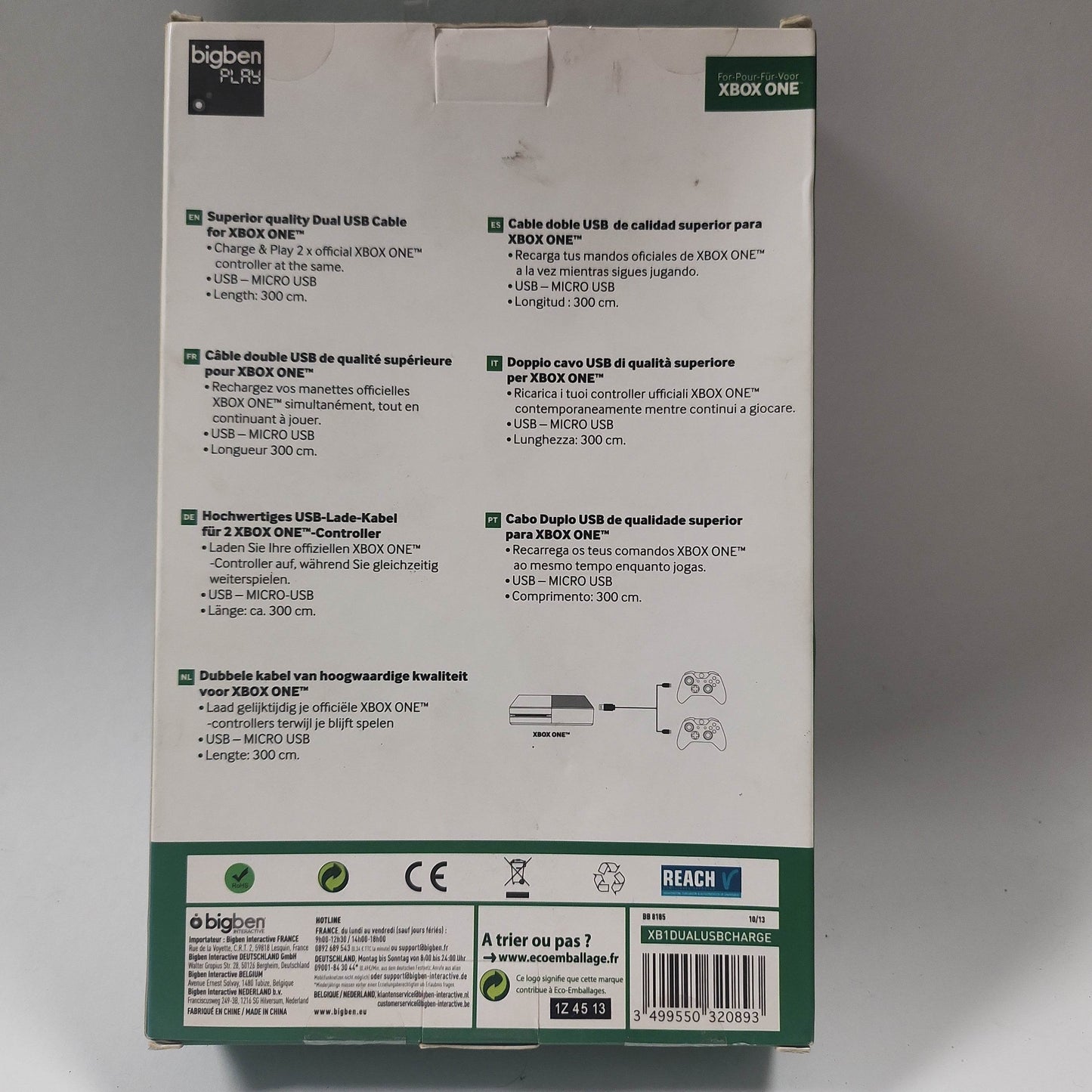 Geseald BigBen Dual USB Cable Xbox One - Feniks Gameshop