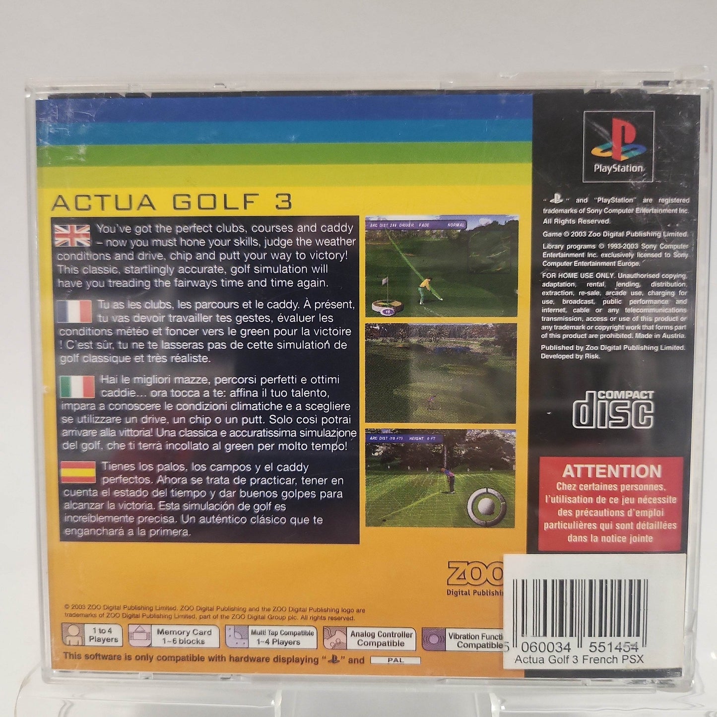 Actua Golf 3 Classics Playstation 1 - Feniks Gameshop