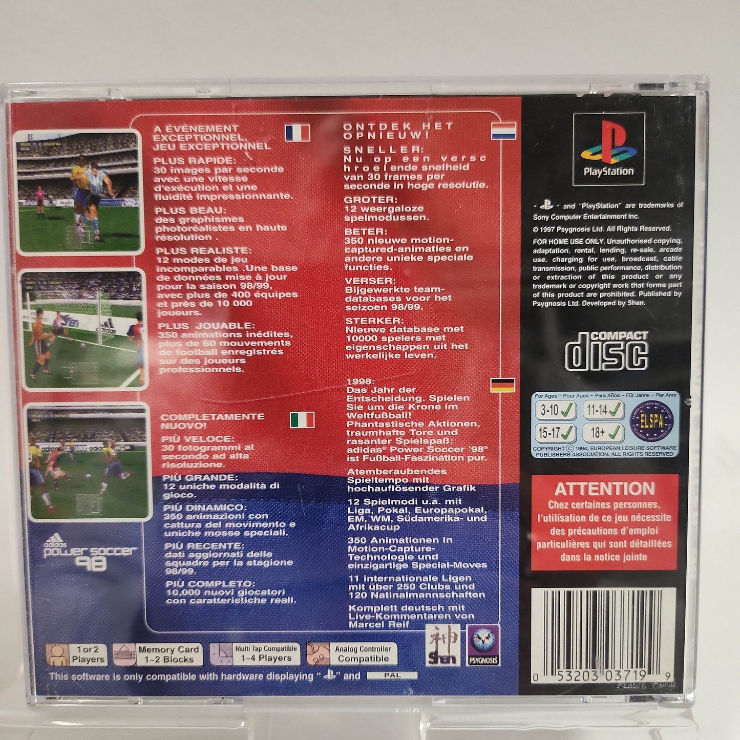 Adidas Power Soccer '98 Playstation 1 - Feniks Gameshop