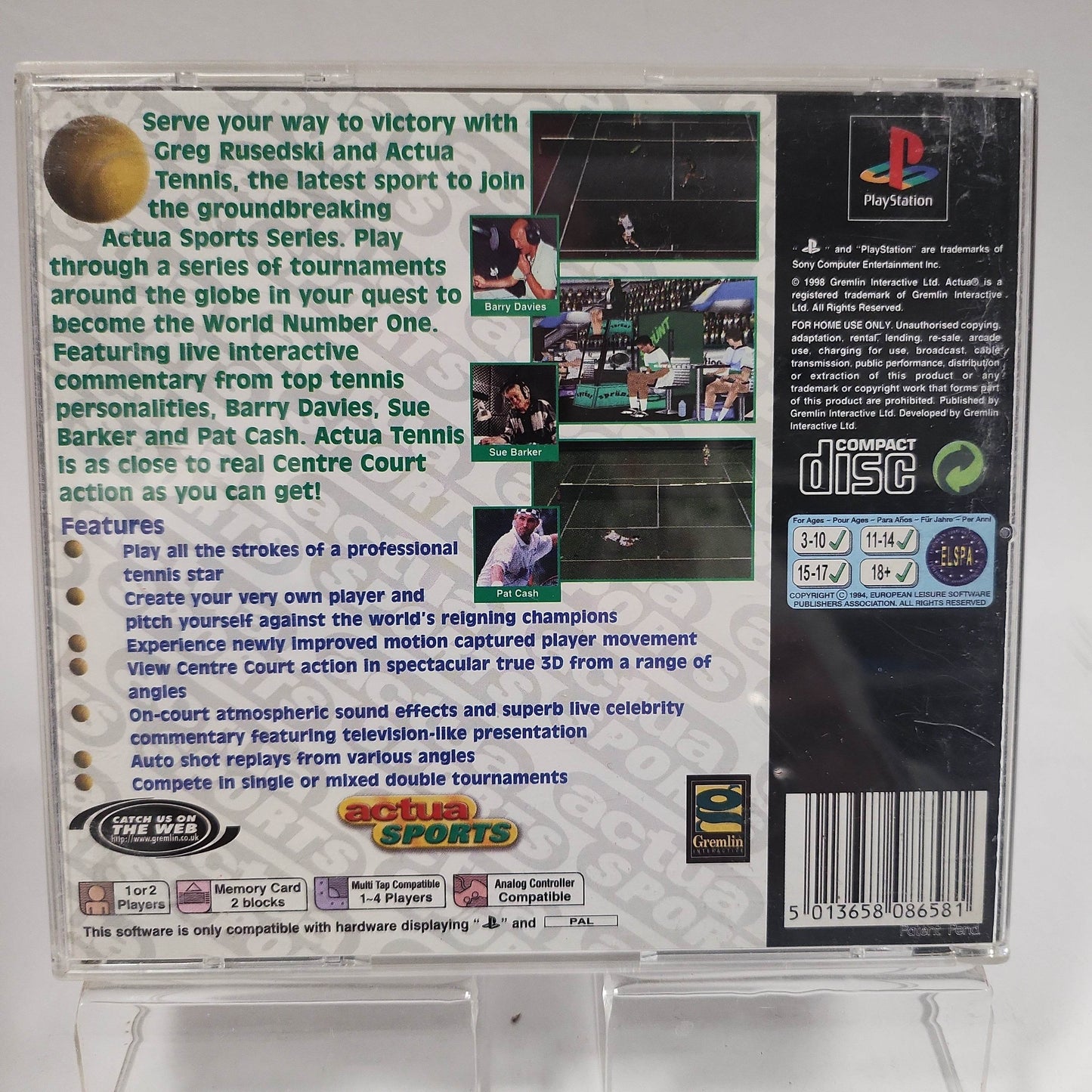 Actua Tennis (No Book) Playstation 1 - Feniks Gameshop