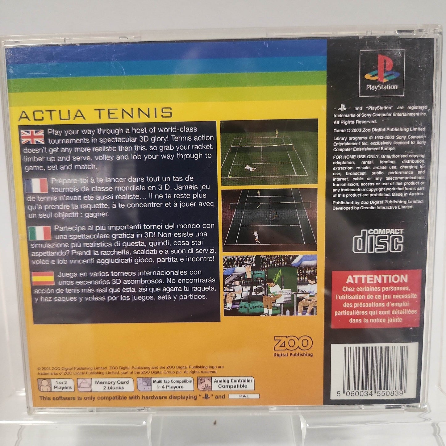 Actua Tennis Classics Playstation 1 - Feniks Gameshop