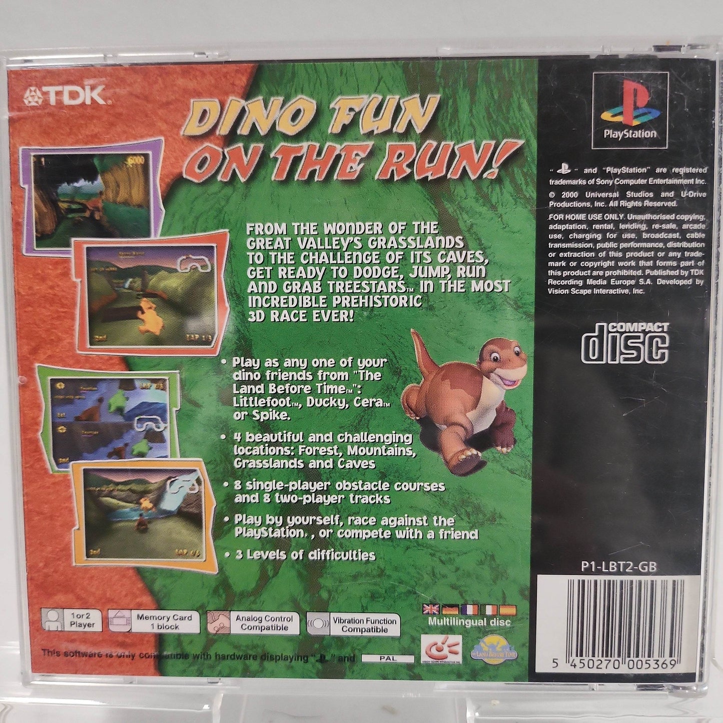 Racing Adventure the Land Before Time (No Book, Only Backcover) PlayStation 1 - Feniks Gameshop