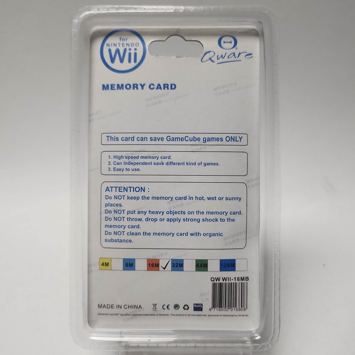 Qware Memorycard 16mb geseald Nintendo Wii - Feniks Gameshop