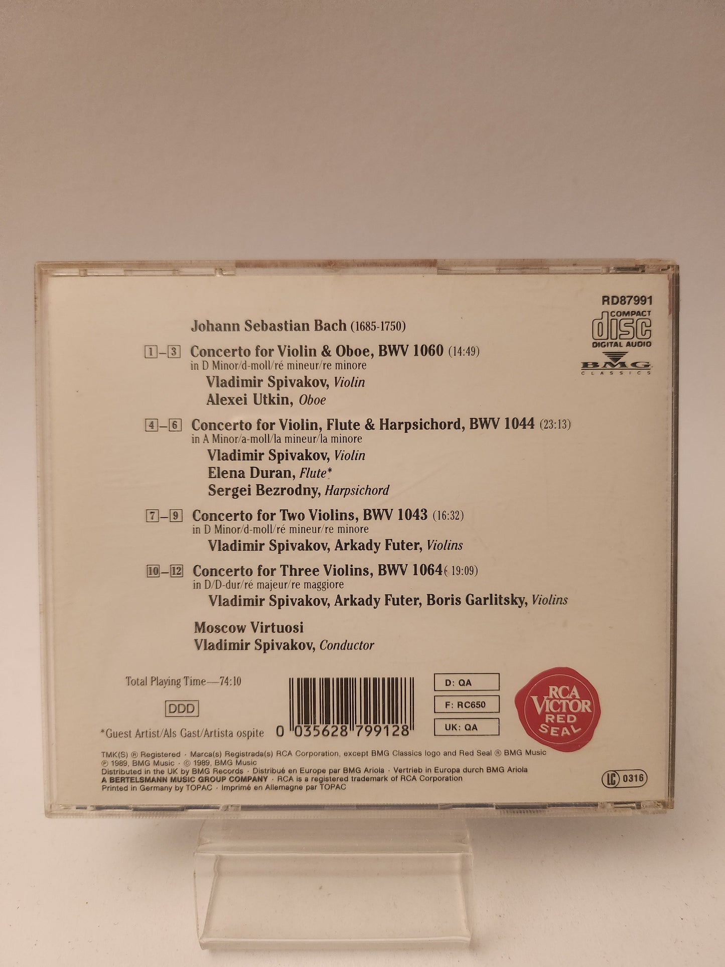 Bach Concertos: Vladimir Spivakov Moscow Virtuosi CD - Cd
