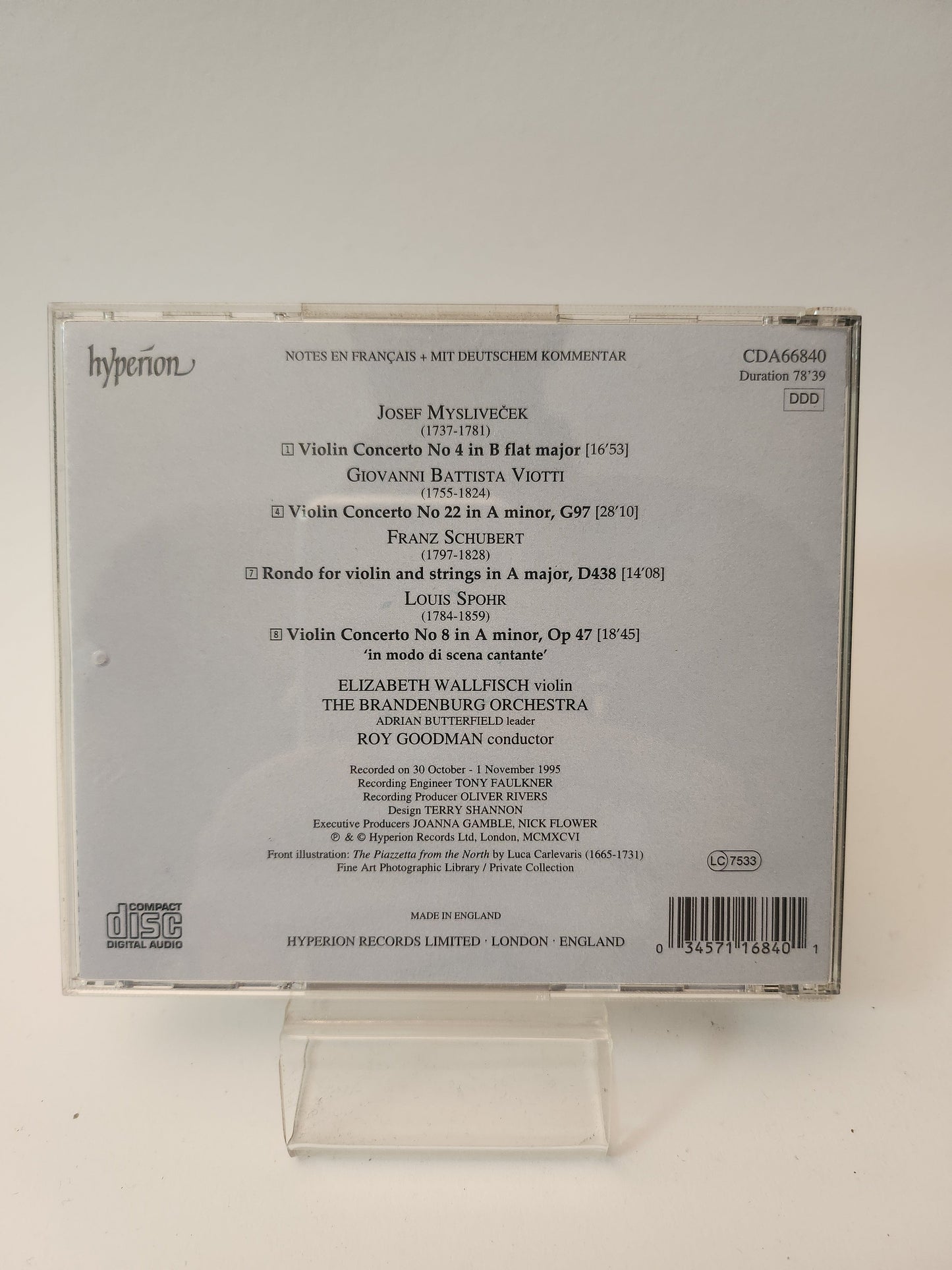 Elizabeth Wallfisch & the Brandenburg Orchestra & Roy Goodman CD - Cd