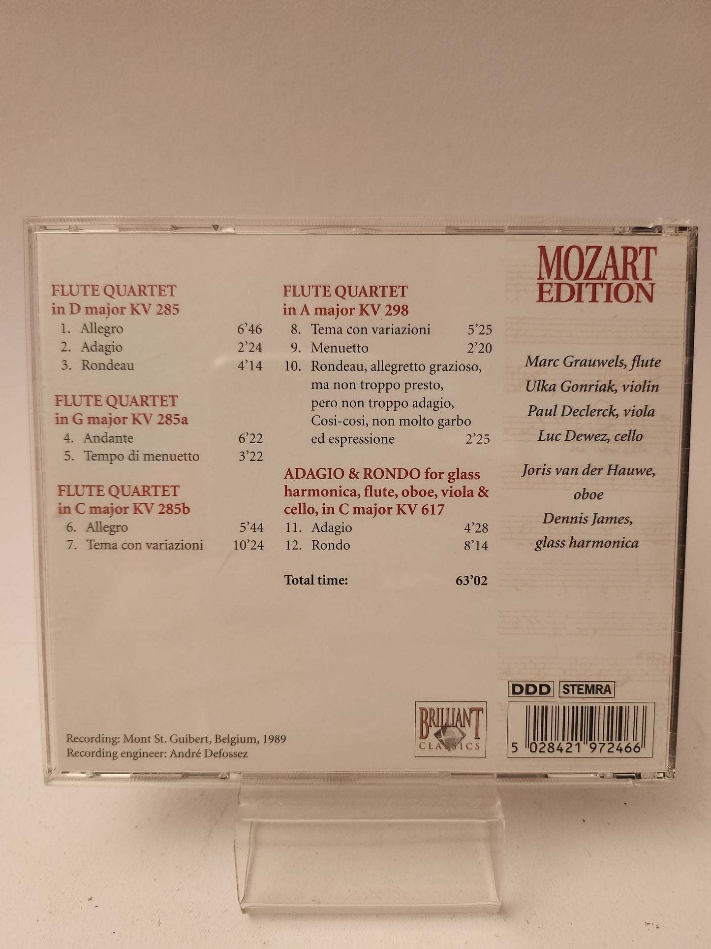 Flute Quartets Mozart Edition CD - Cd