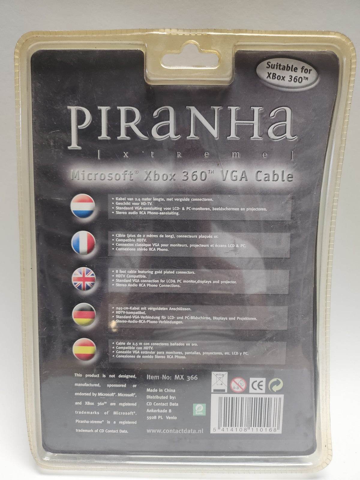 Piranha Xtreme VGA kabel Geseald Xbox 360 - Feniks Gameshop