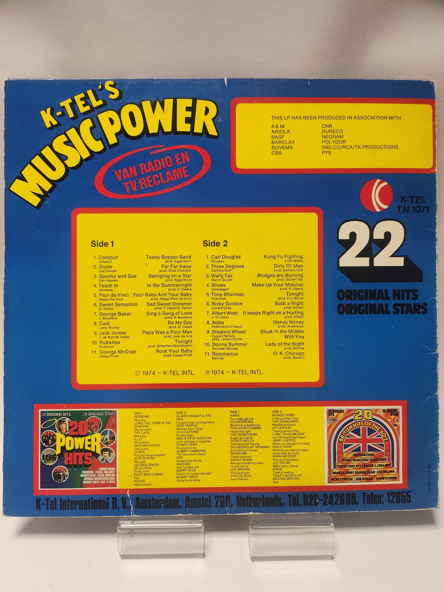 K-Tel’s Music Power 22 Original Hits LP Vinyl - Lp Vinyl