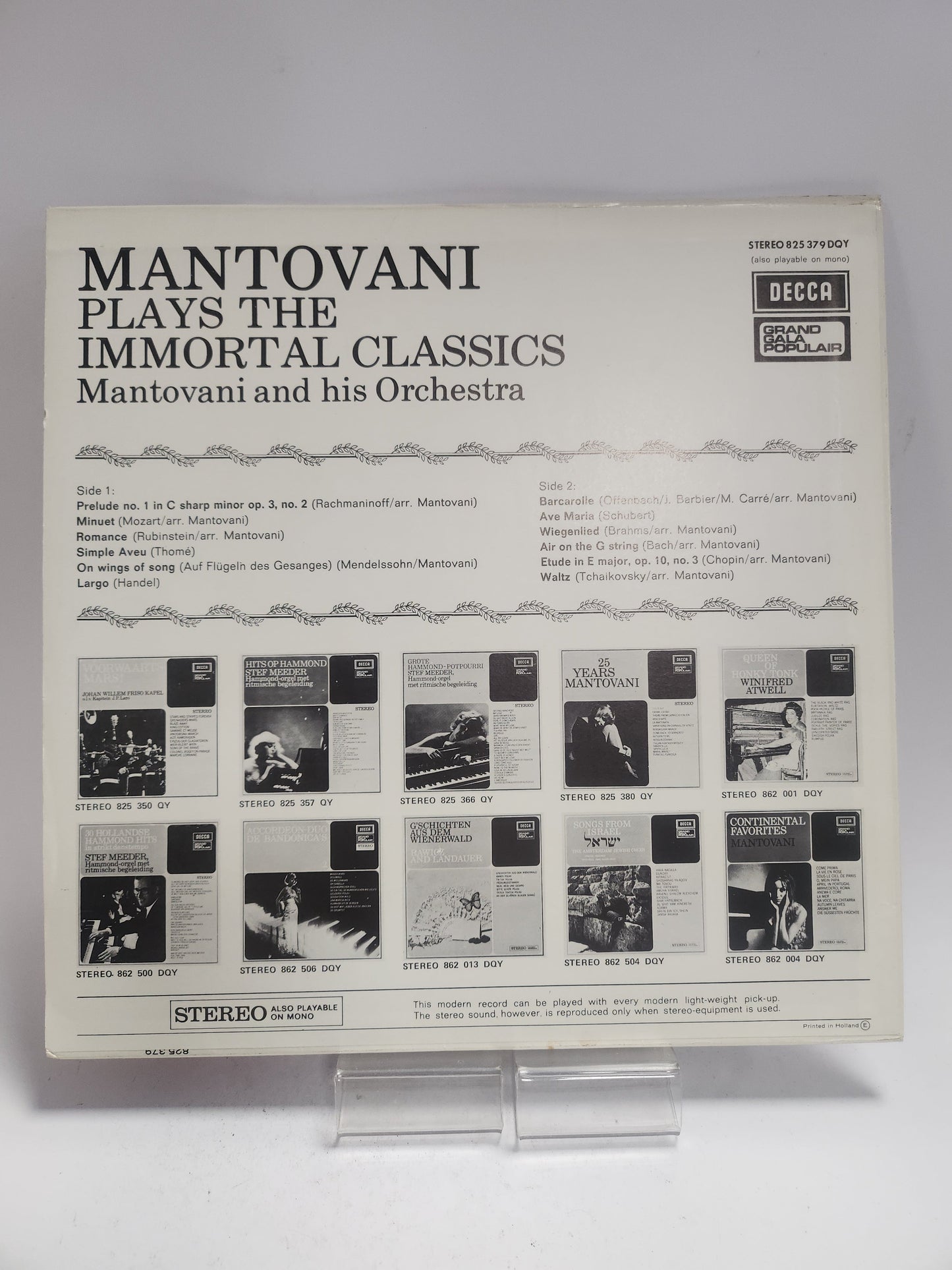Mantovani Plays the Immortal Classics LP Vinyl - Lp Vinyl