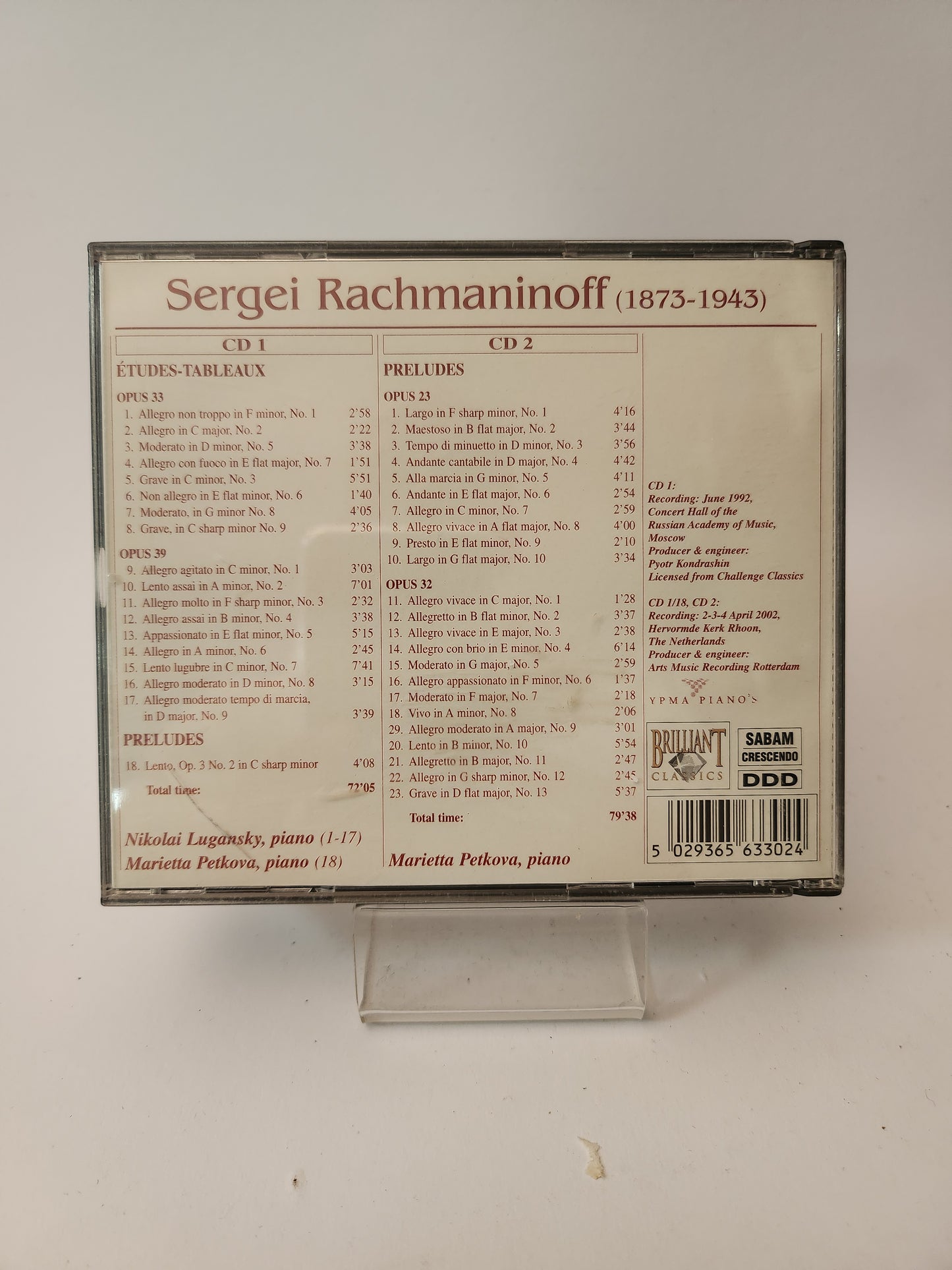 Sergei Rachmaninoff Dubbel CD