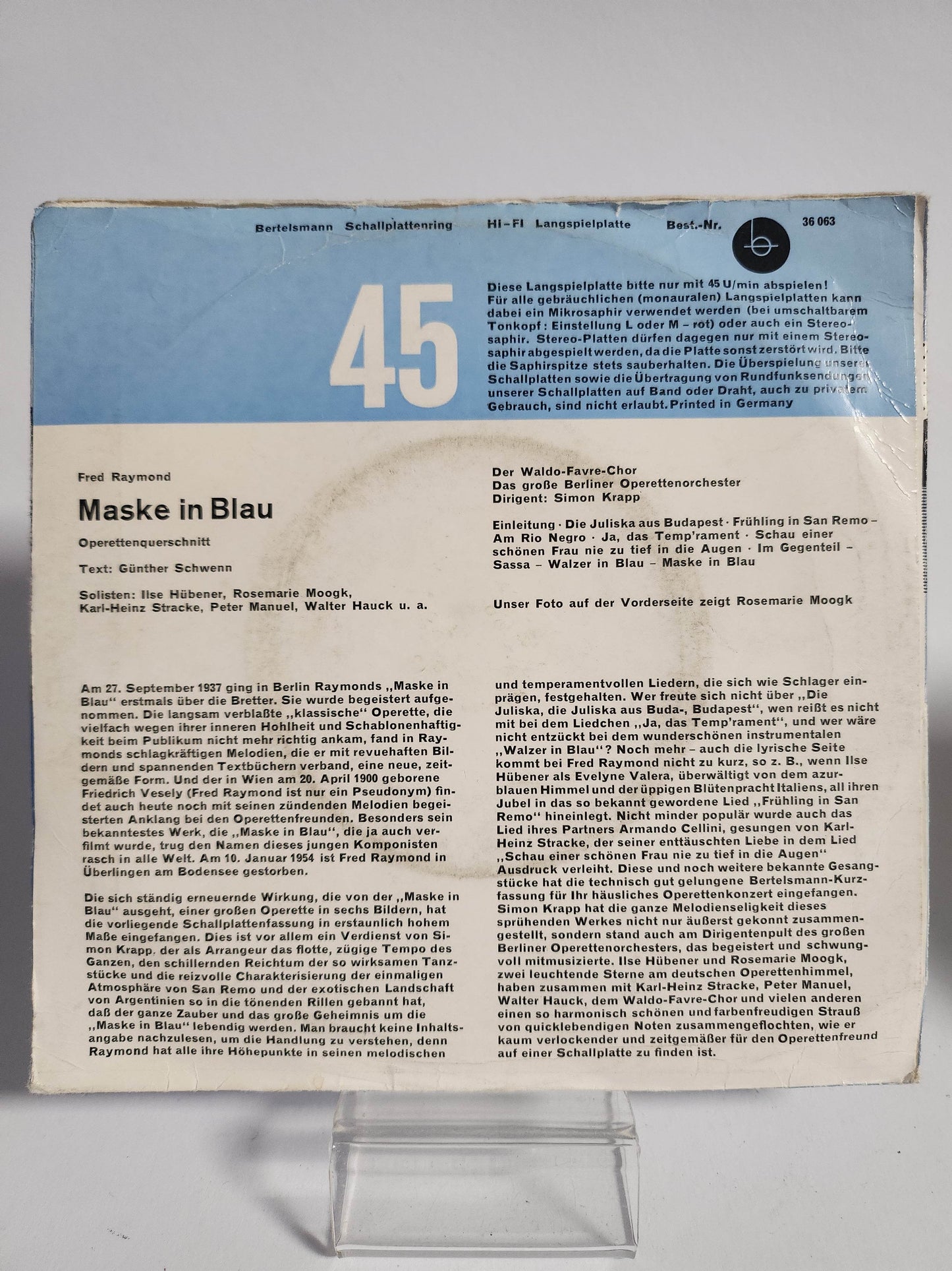 Fred Raymond: Maske in Blau Single Vinyl - Feniks Gameshop