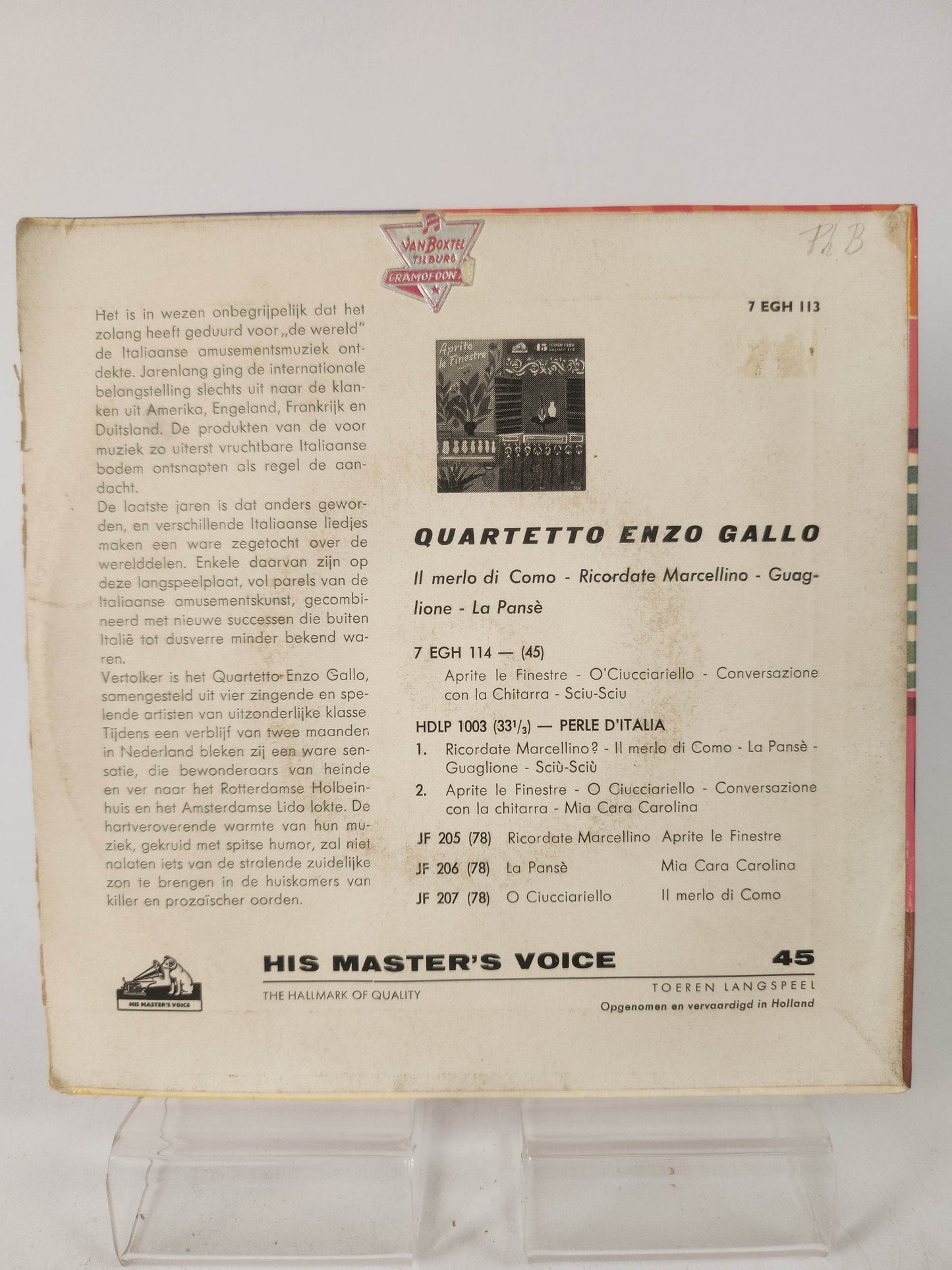 Quartetto Enzo Gallo: Il Merlo di Como Single Vinyl - Feniks Gameshop