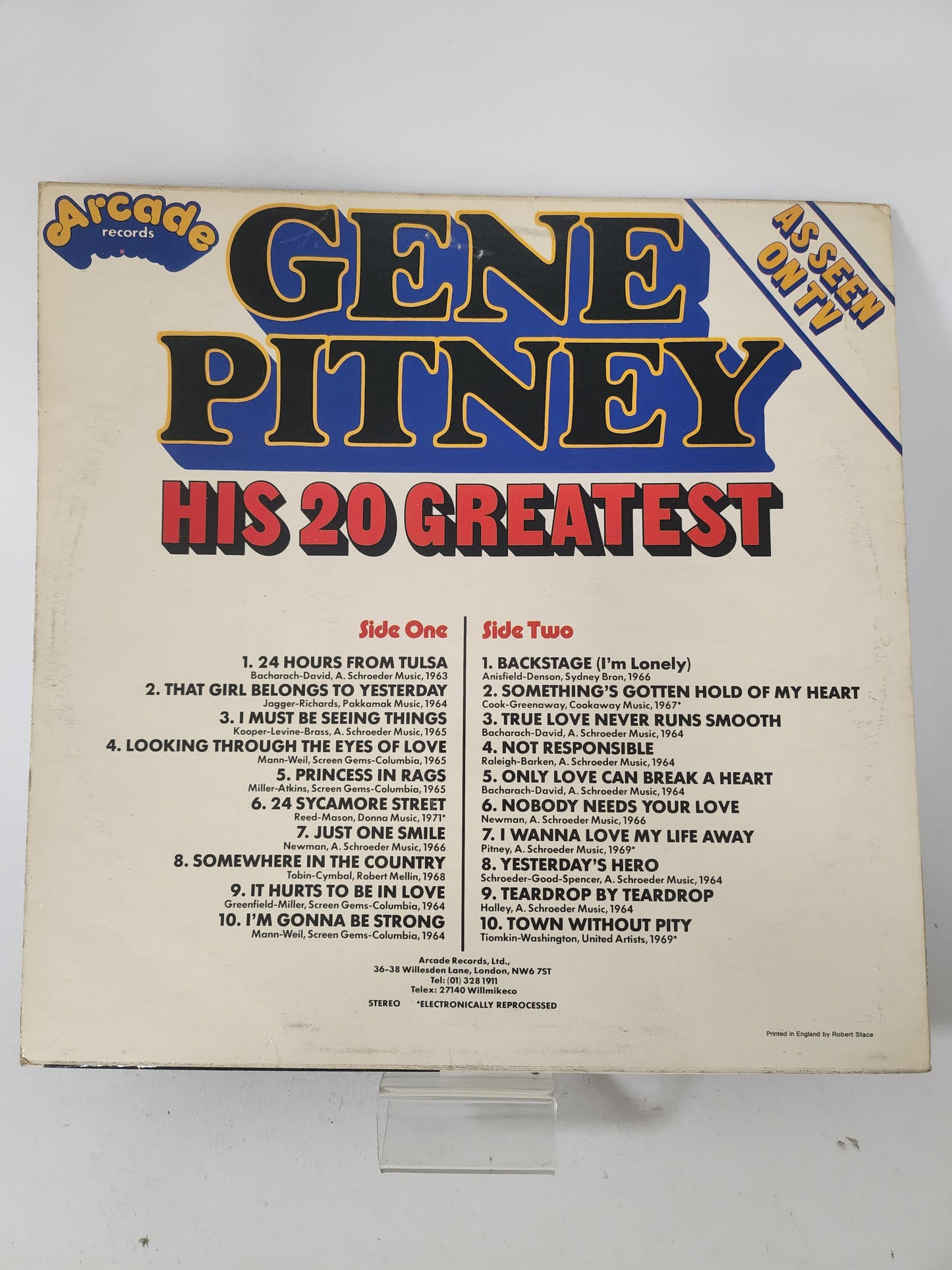 His 20 Greatest: Gene Pitney LP Vinyl