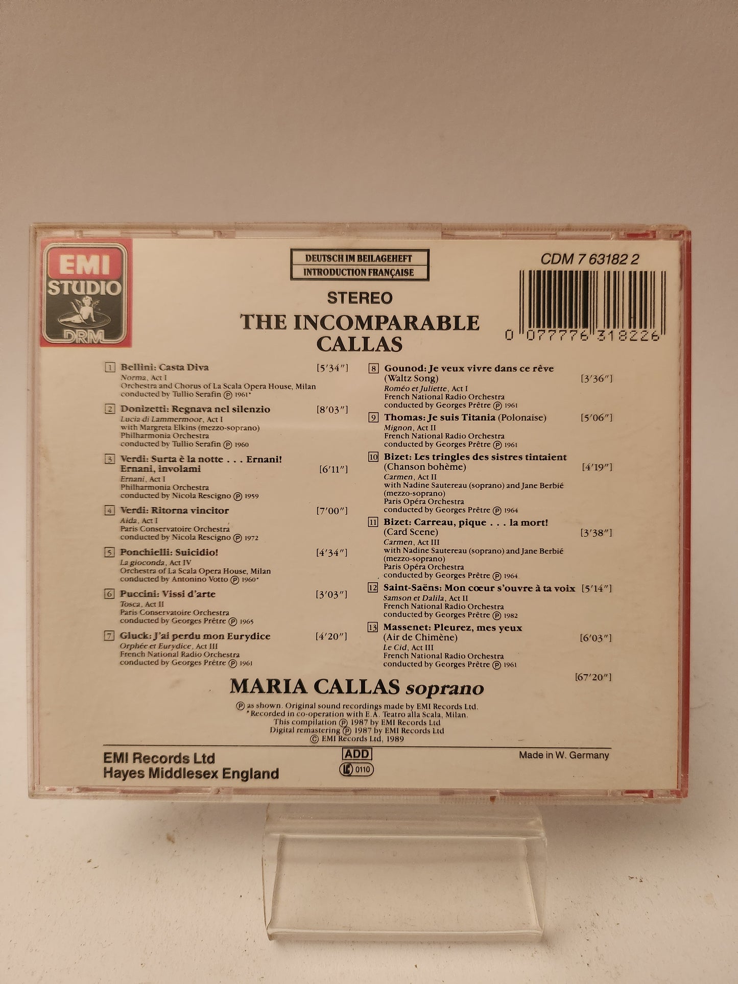 The Incomparable Callas: Favorite Arias CD