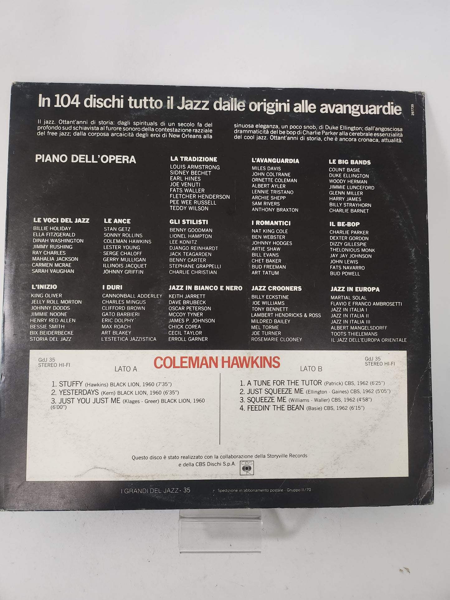Coleman Hawkins: I Grandi del Jazz LP Vinyl