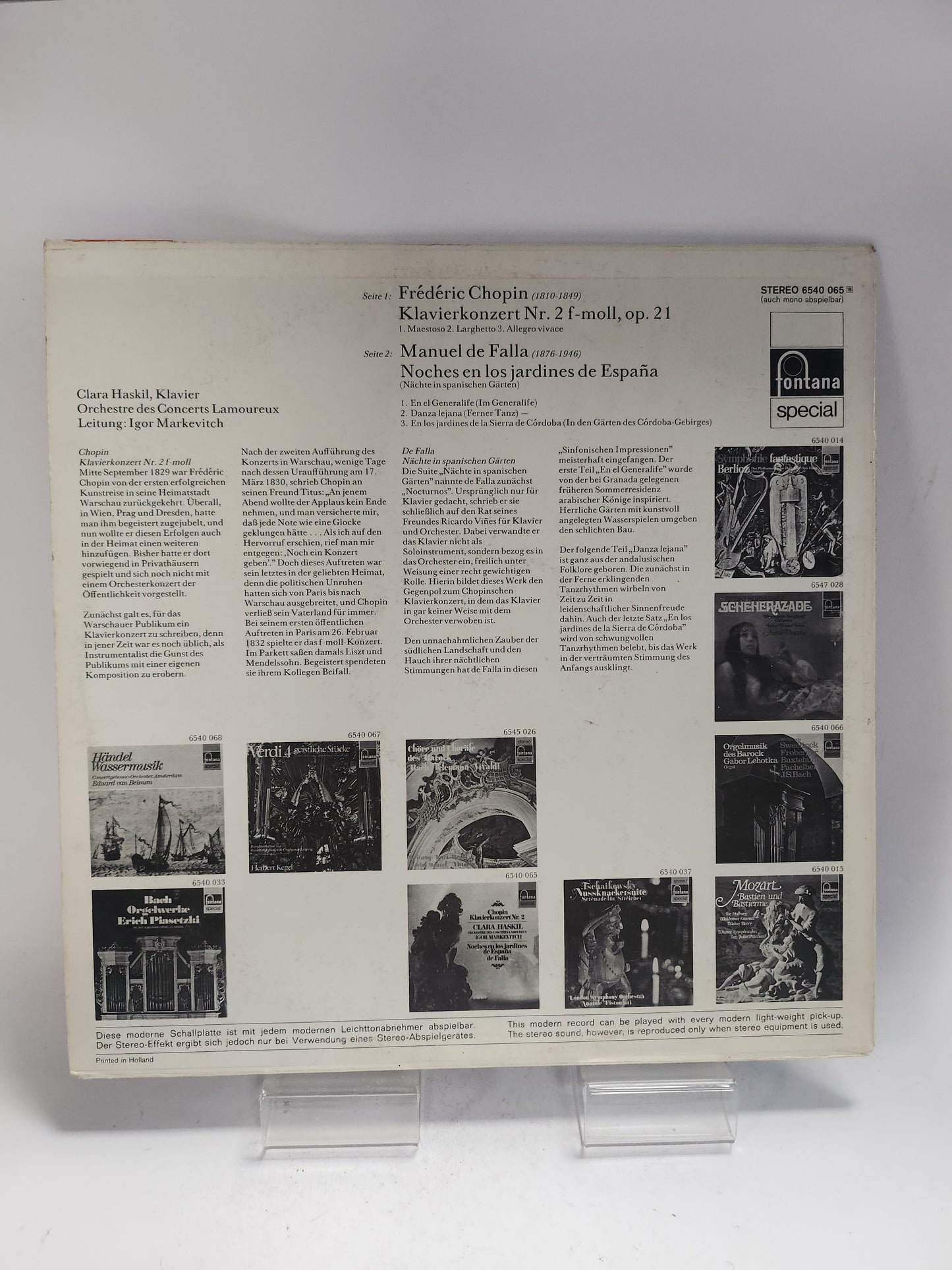 Clara Haskil: Chopin Klavierkonzert Nr 2 LP Vinyl