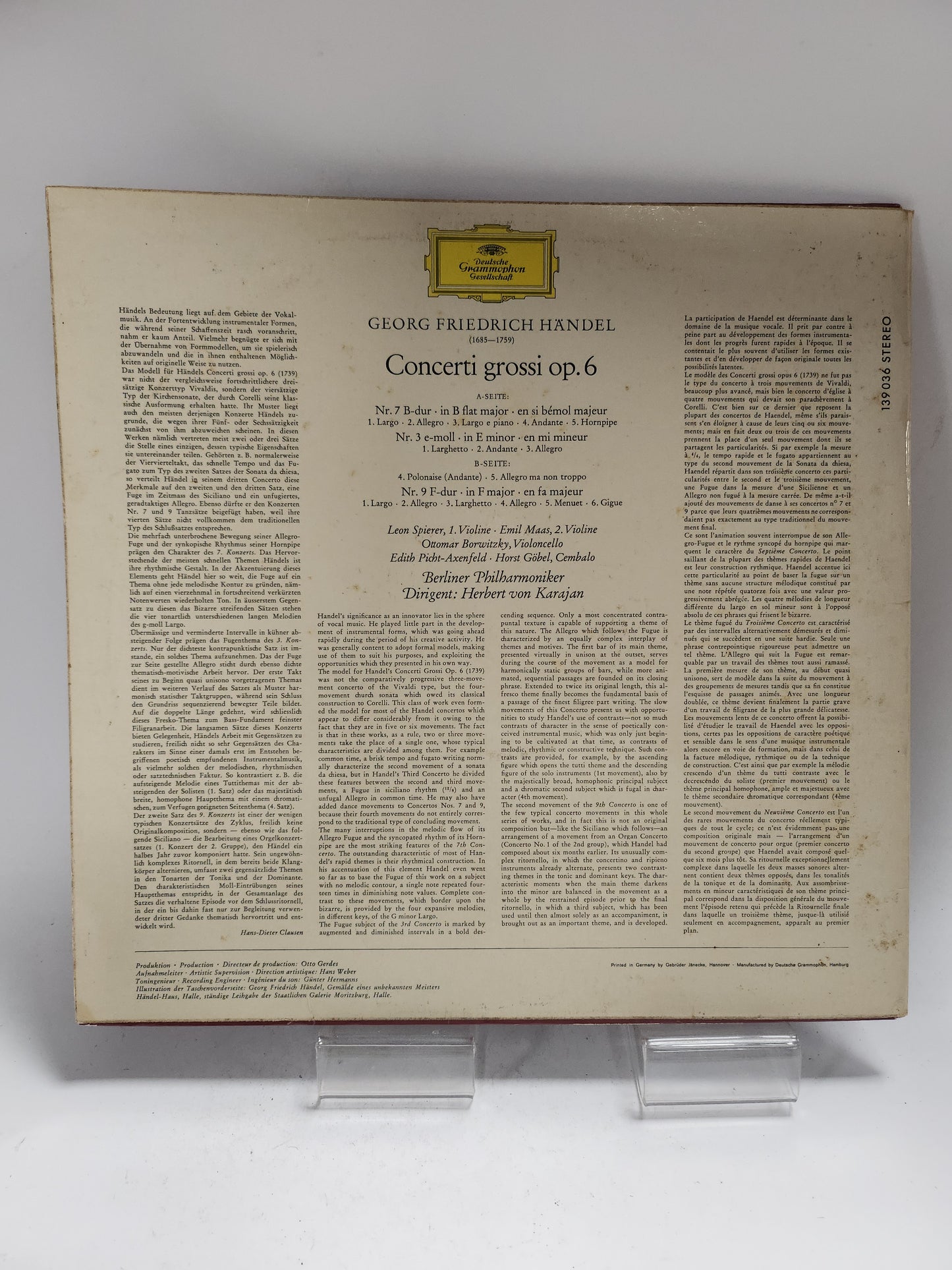 Händel - Concerti Grossi op 6 No 3, 7 & 9 LP Vinyl