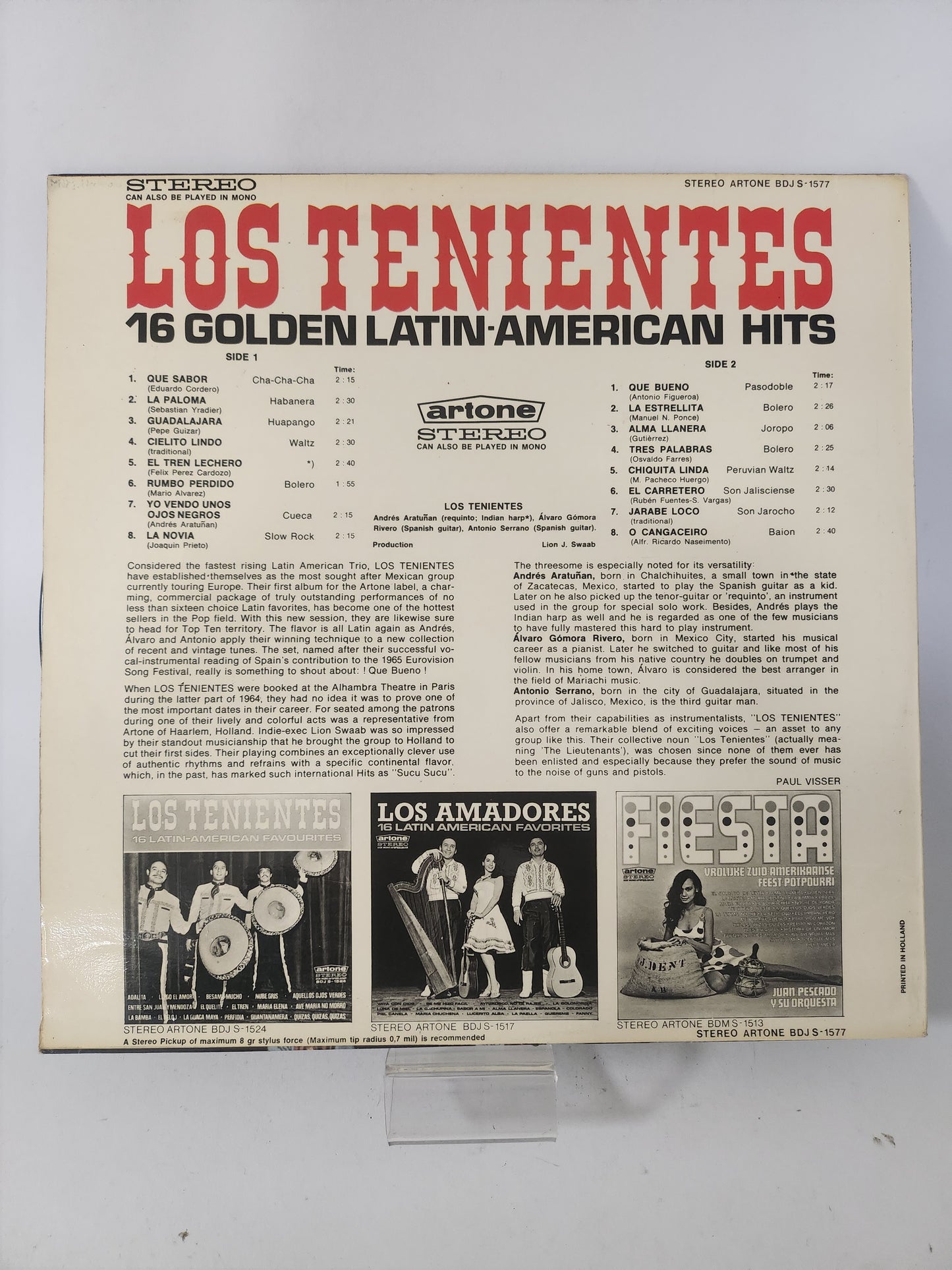 16 Golden Latin-American Hits: Los Tenientes LP Vinyl