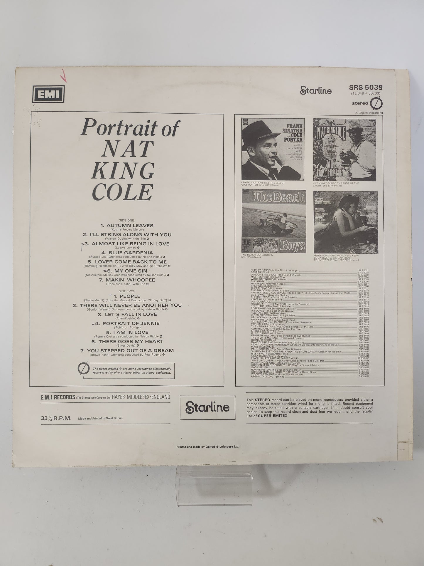 Portrait of Nat King Cole LP Vinyl