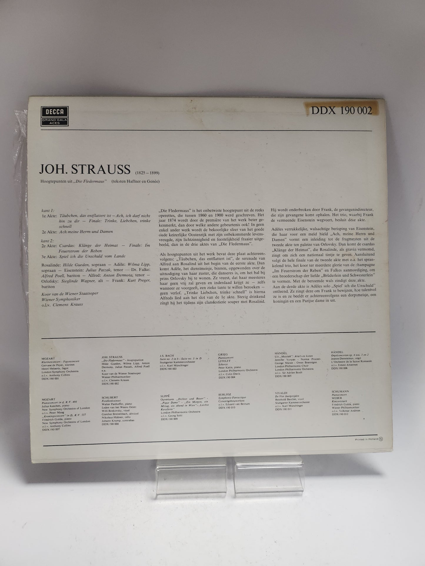 Johann Strauss Jr: Hoogtepunten uit "Die Fledermaus" LP Vinyl