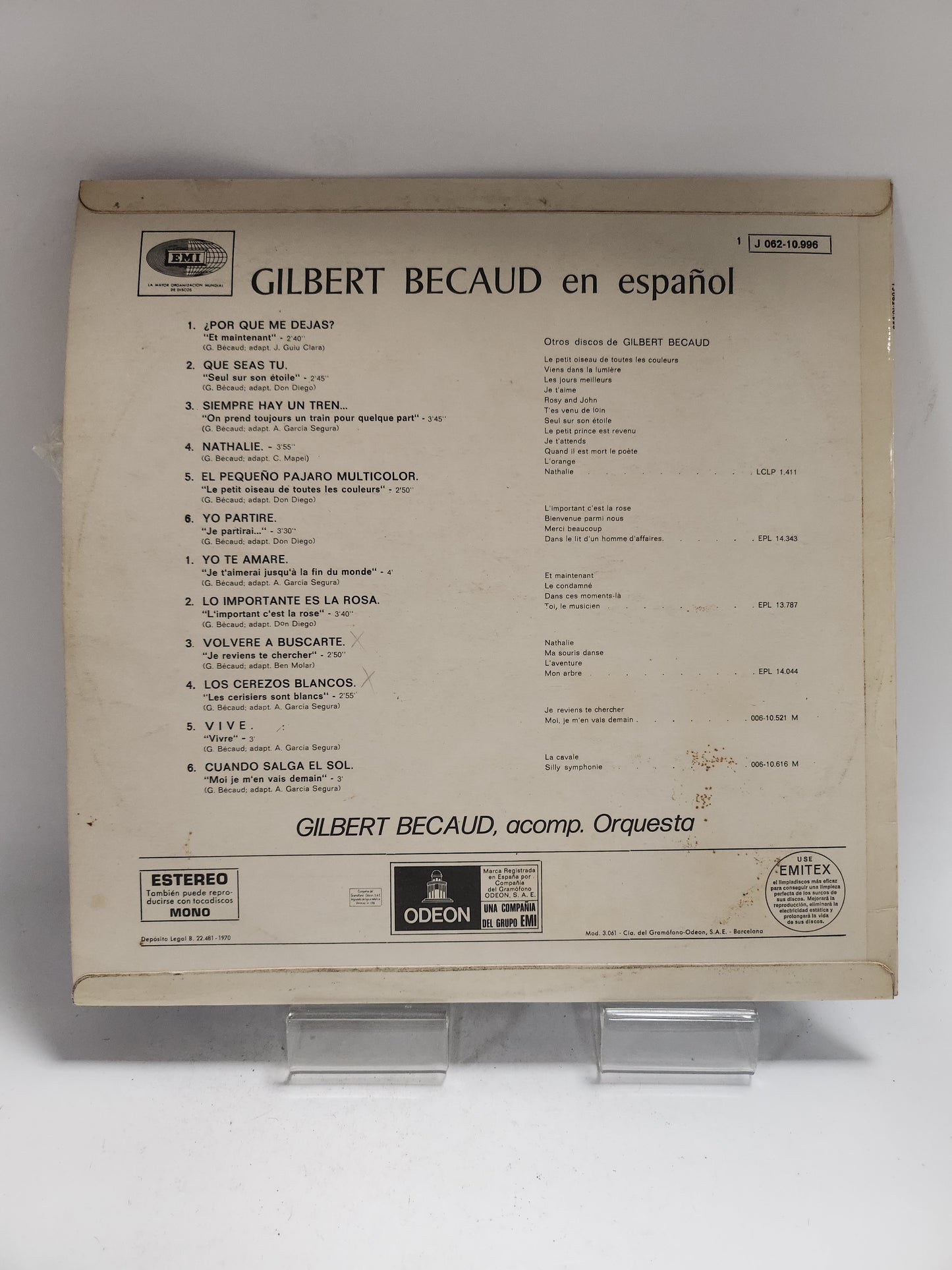 Gilbert Becaud en Espanol LP Vinyl