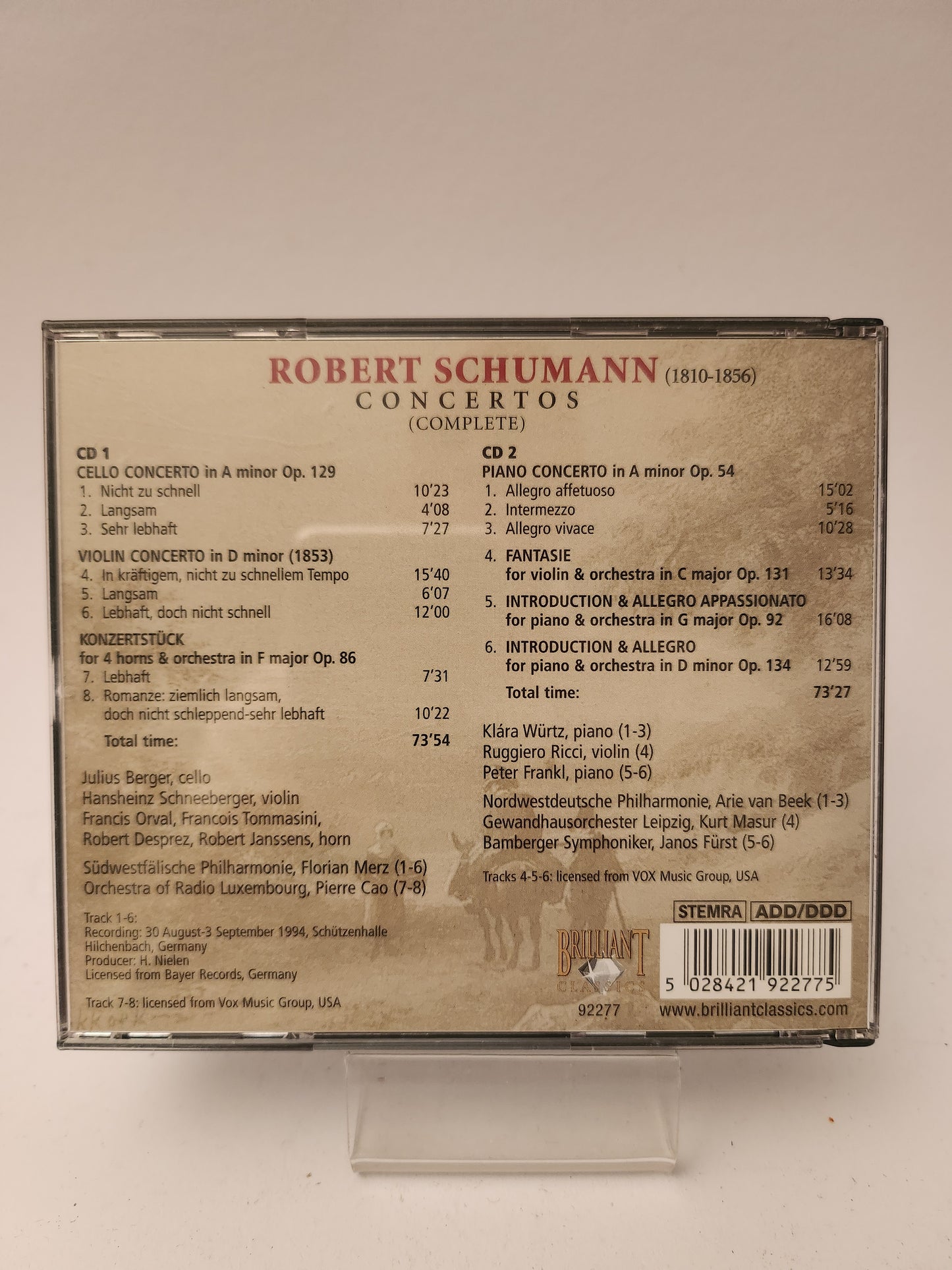 Schumann Concertos CD