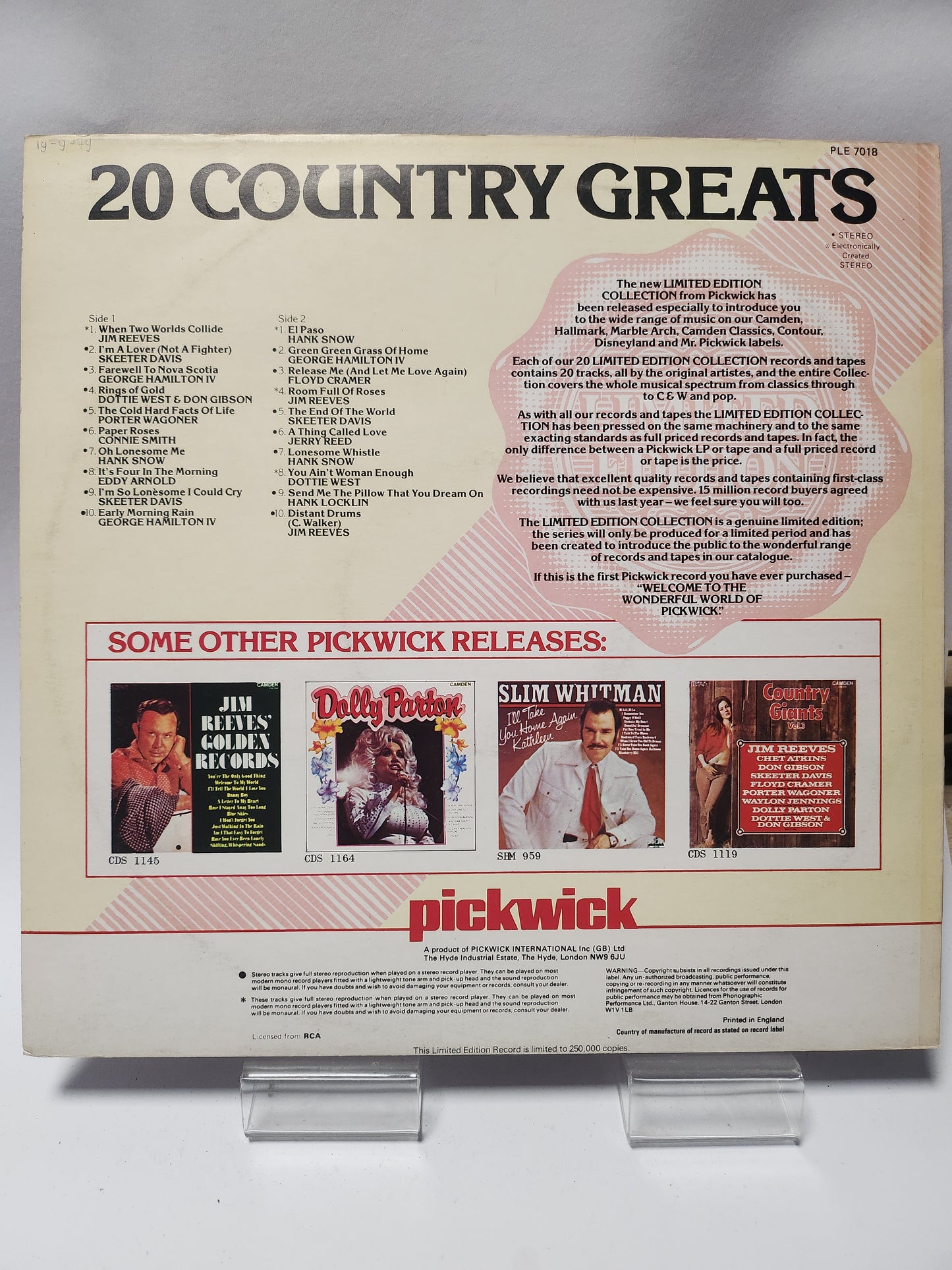 20 Country Greats LP Vinyl