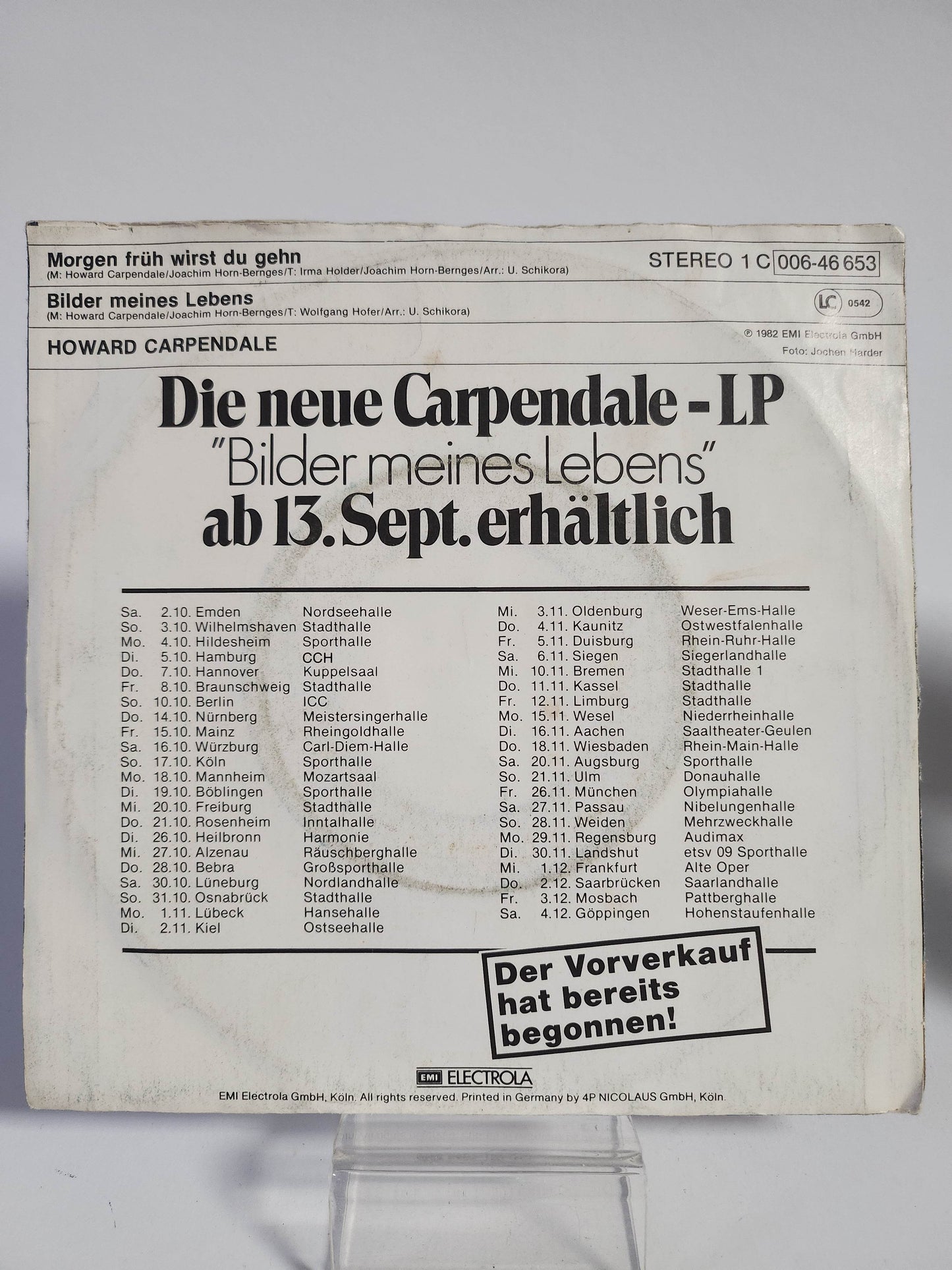 Howard Carpendale: Morgen Fruh wirst Du Gehn Single Vinyl - Feniks Gameshop