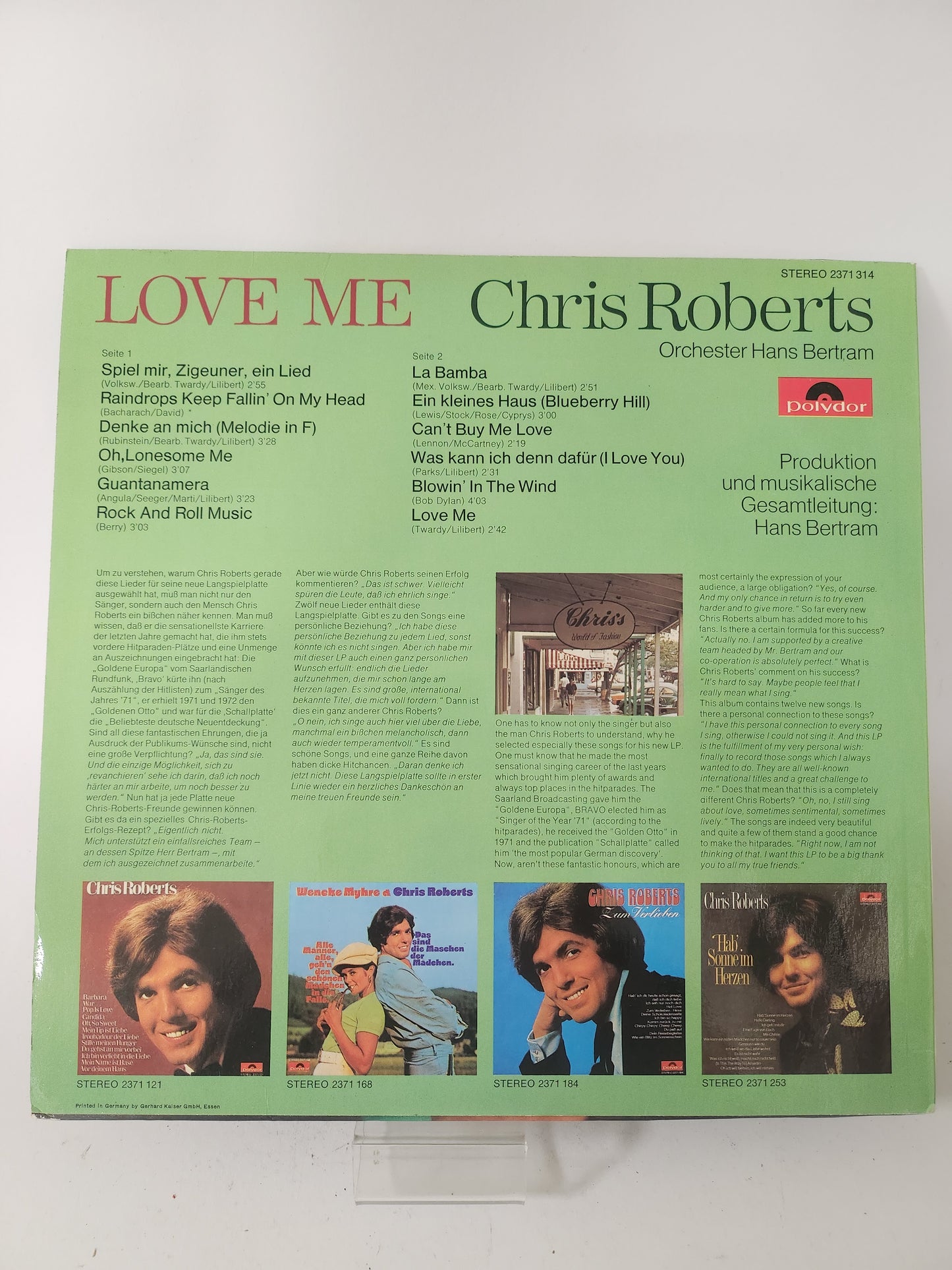 Chris Roberts: Love Me LP Vinyl