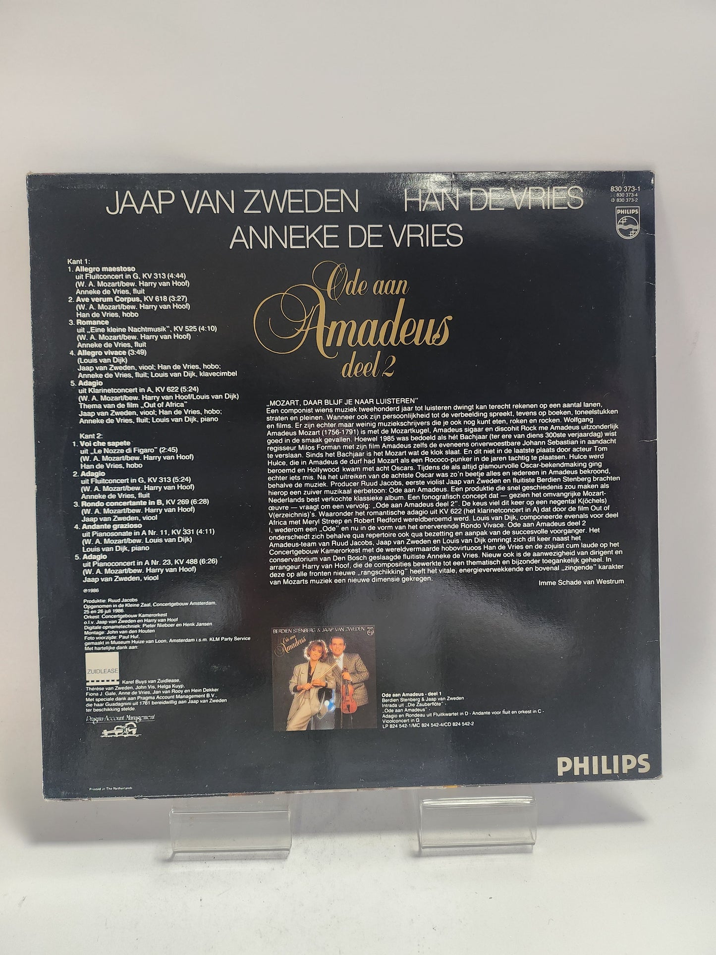 Jaap van Zweden, Han de Vries & Anneke de Vries: Ode aan Amadeus Deel 2 LP Vinyl