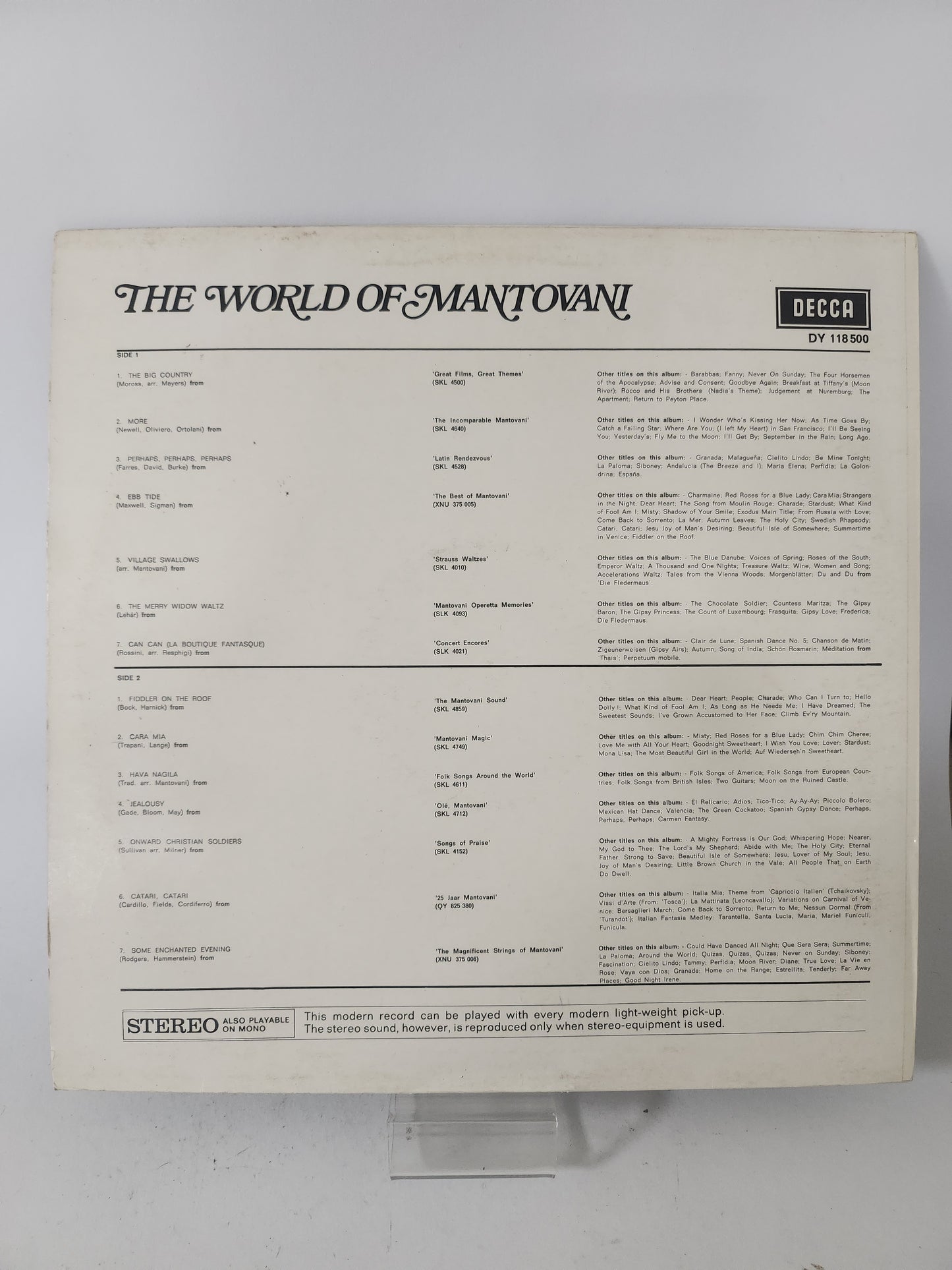World of Mantovani LP Vinyl