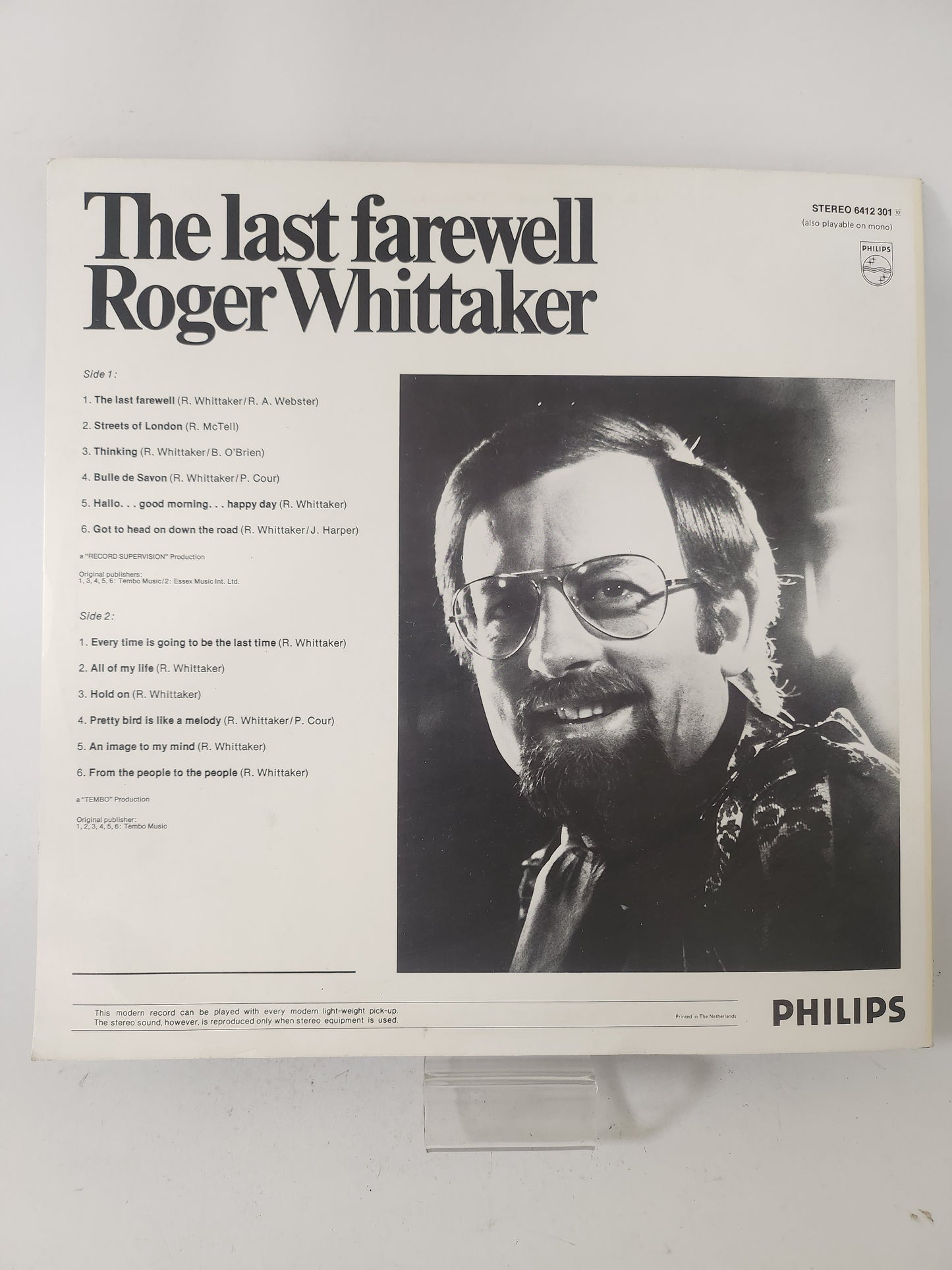 Last Farewell: Roger Whittaker LP Vinyl