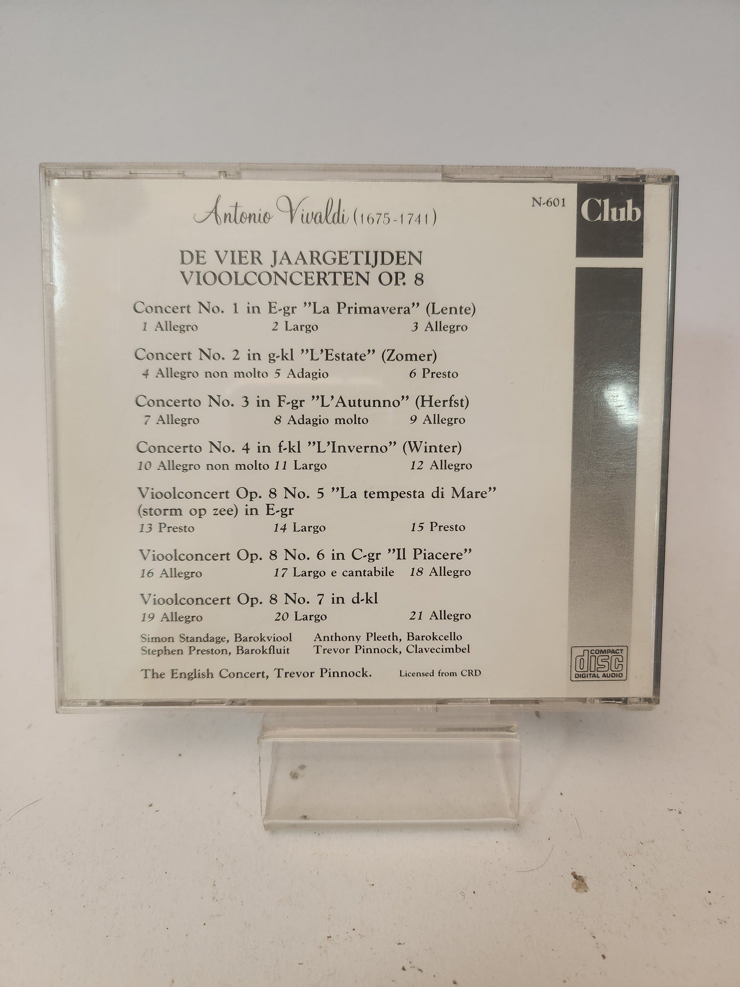 Antonio Vivaldi: de Vier Jaargetijden Vioolconcerten Op 8 CD