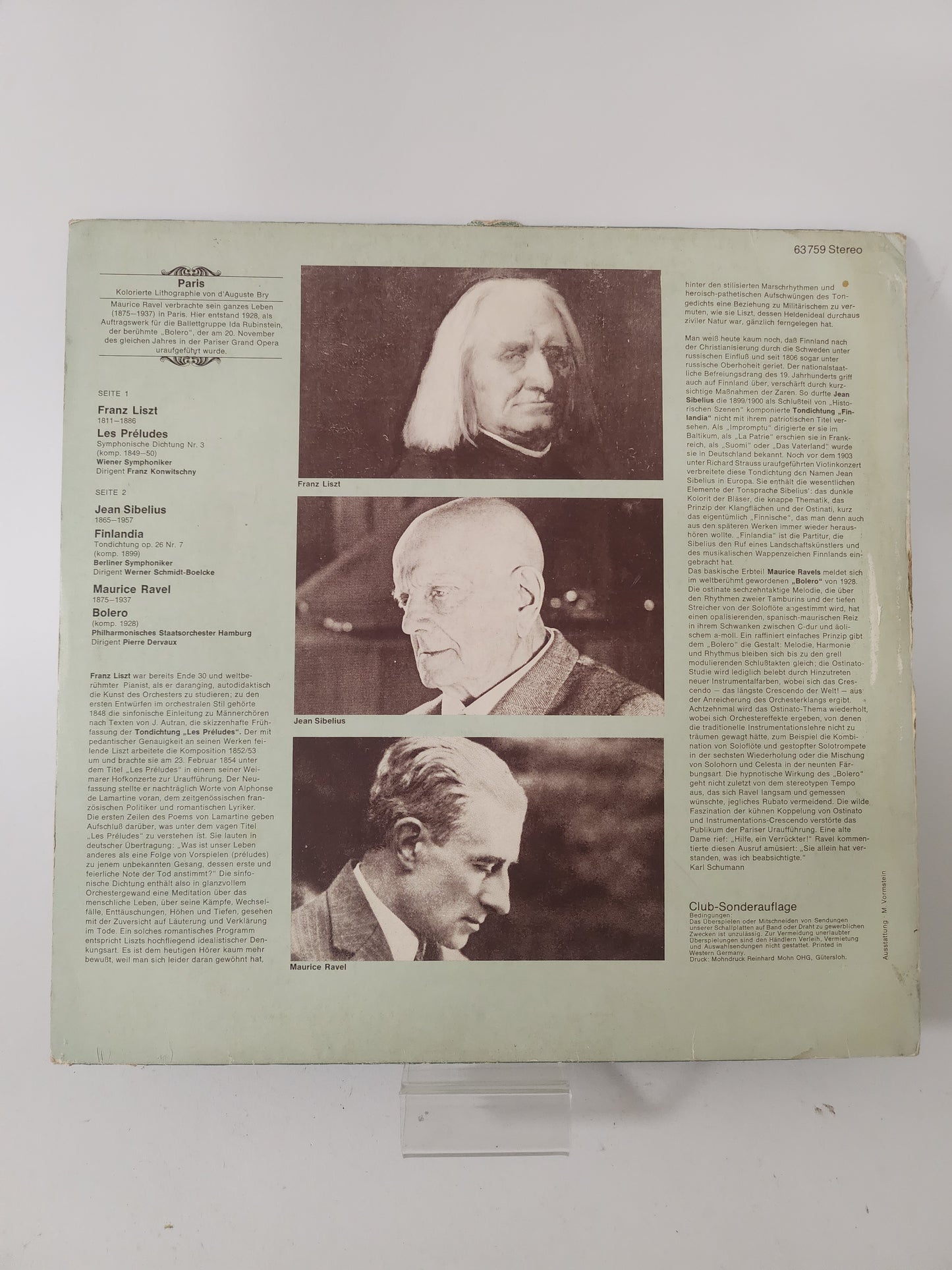 Bolero: Melodiën von Liszt - Sibelius - Ravel LP Vinyl