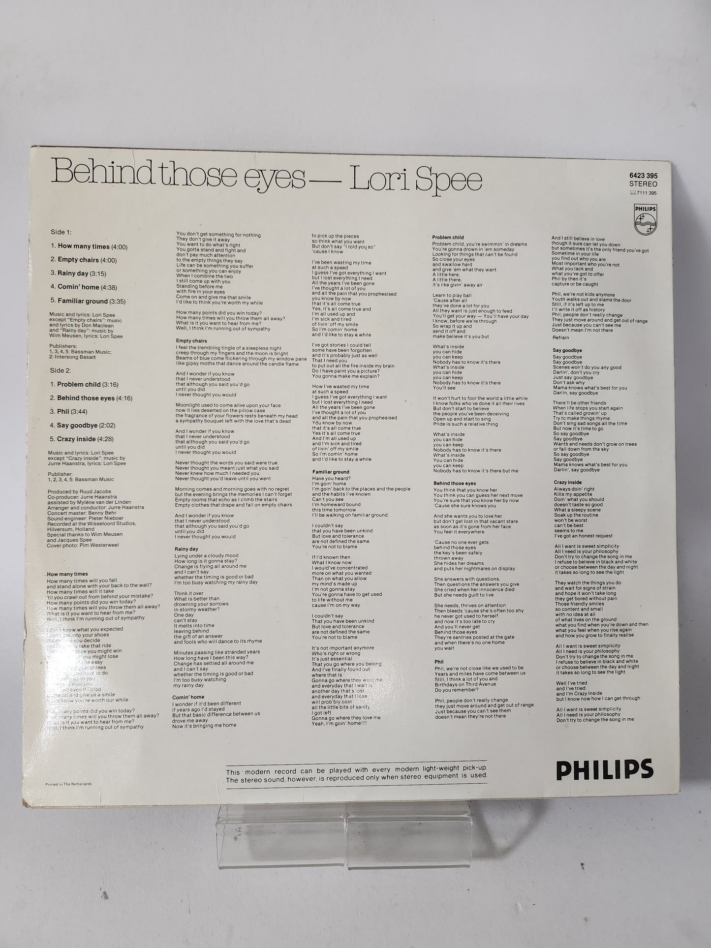 Behind Those Eyes: Lori Spee LP Vinyl