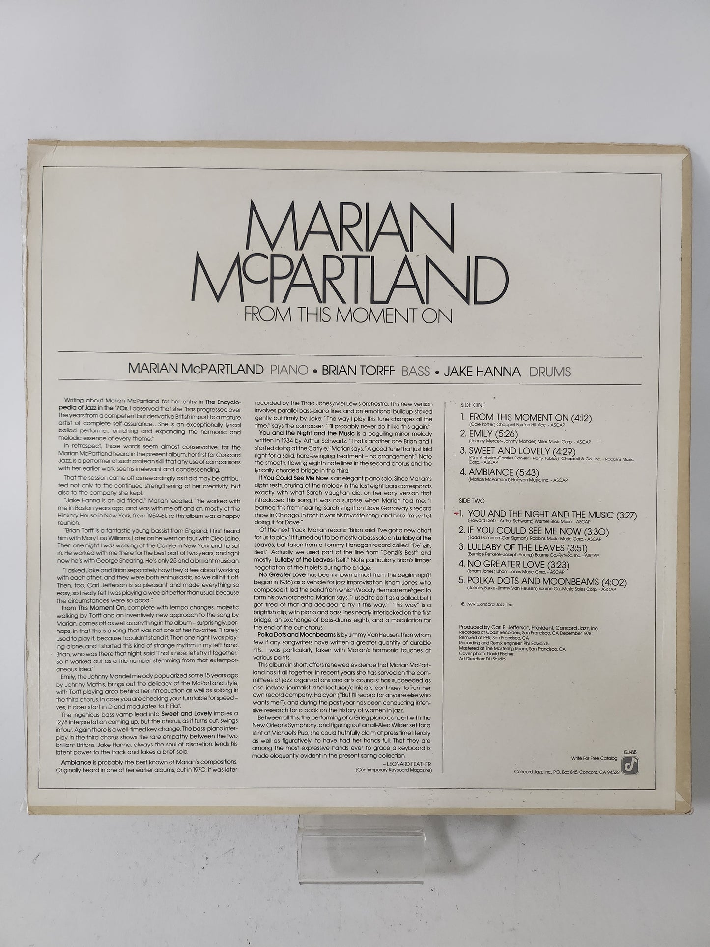 From this Moment: Marian McPartland LP Vinyl