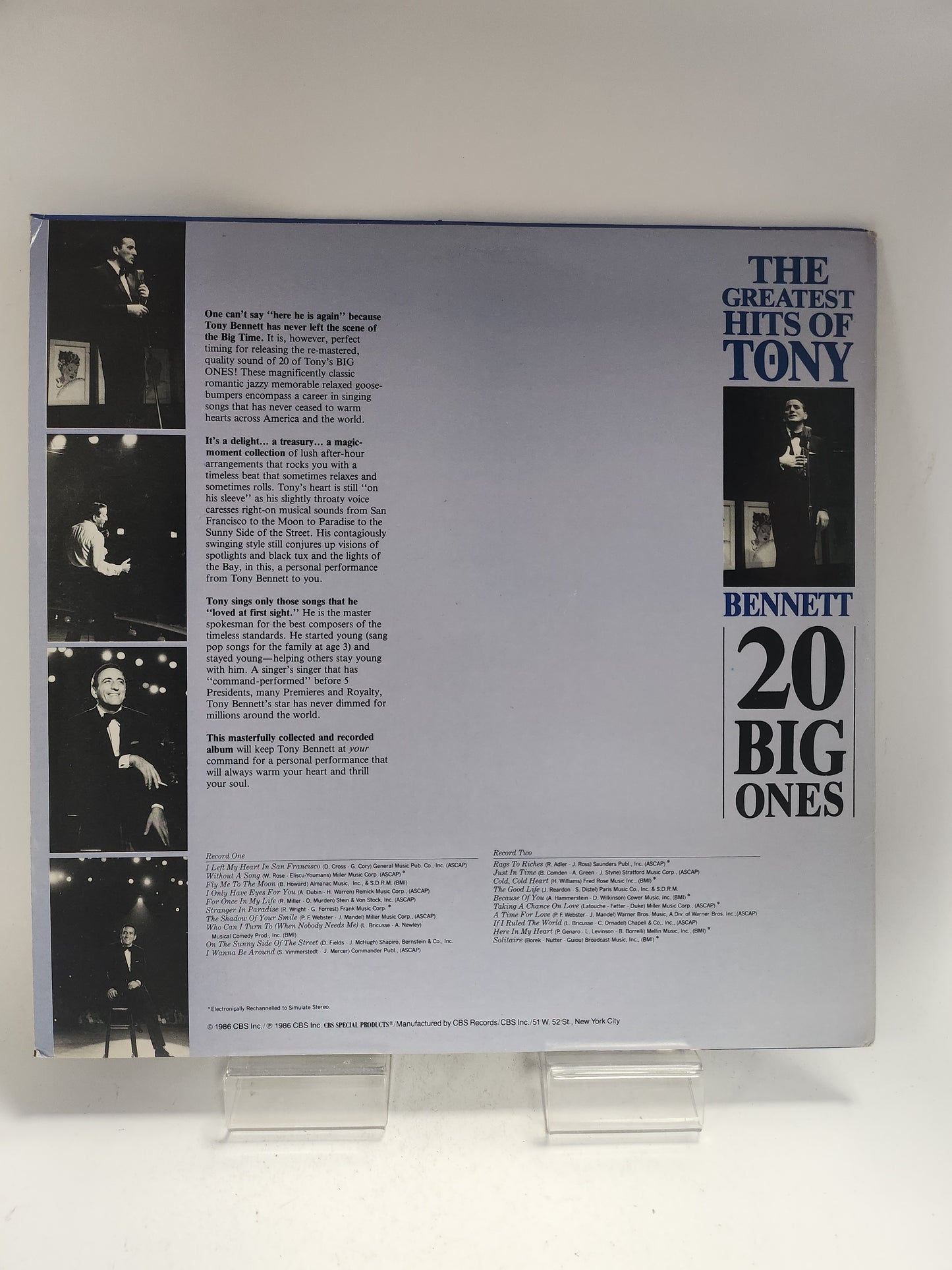 Tony Bennett "the Greatest Hits": 20 Big Ones LP Vinyl
