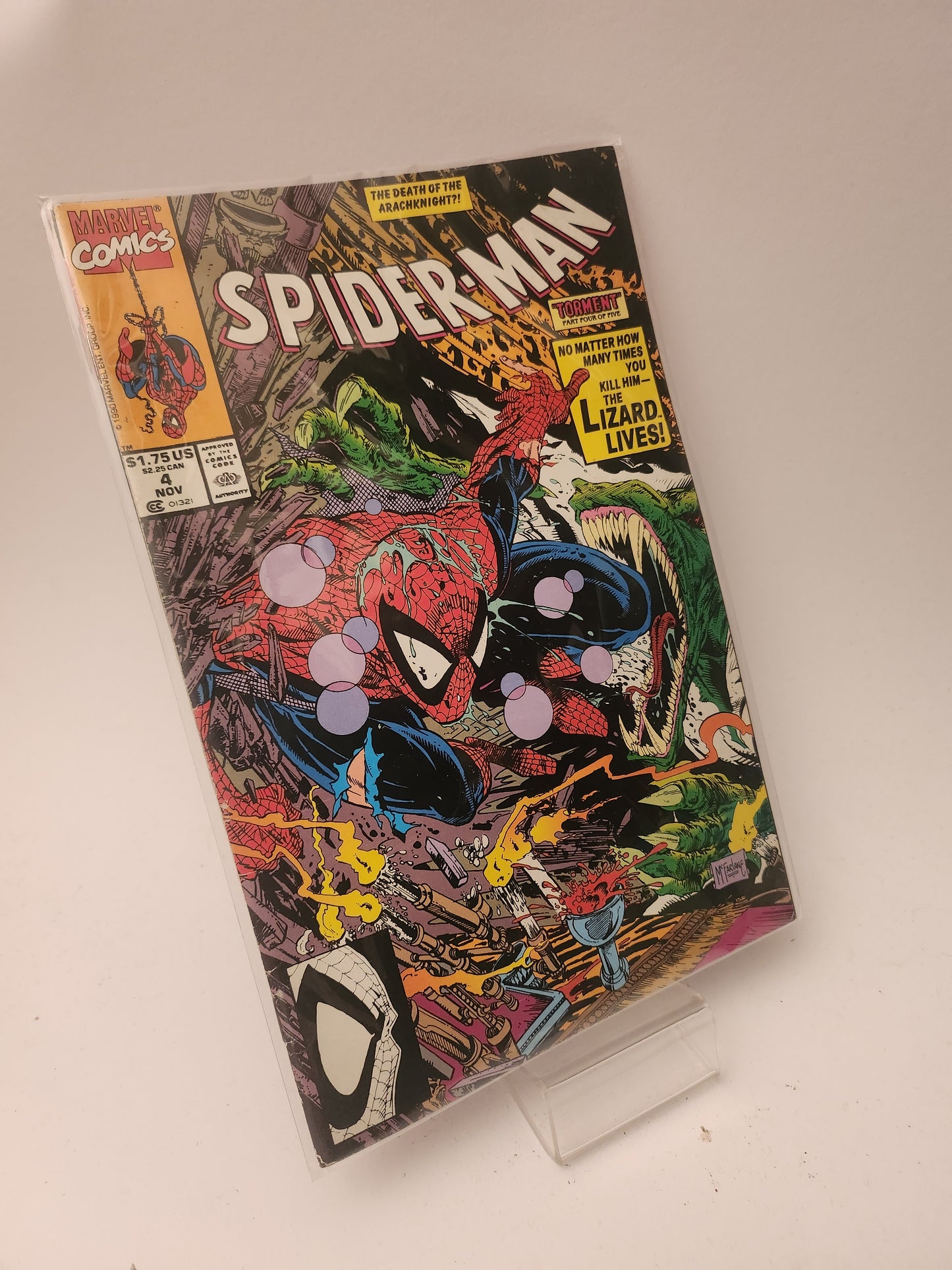 Spider-Man #4 Nov 1990 Marvel The Death of the Arachknight! Torment 4 geseald Marvel Comics