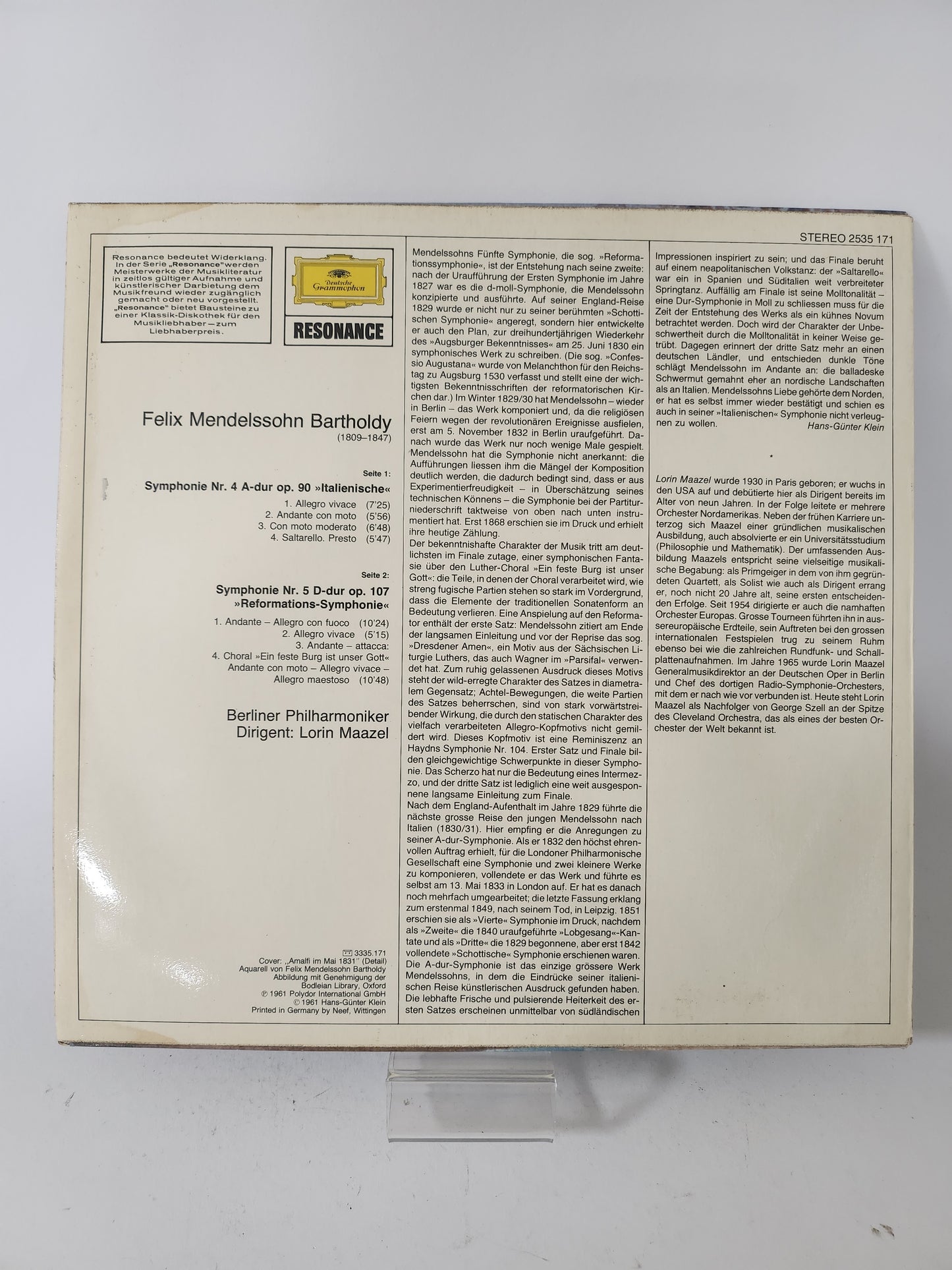 Symphonie Nr 4 & Nr 5 LP Vinyl