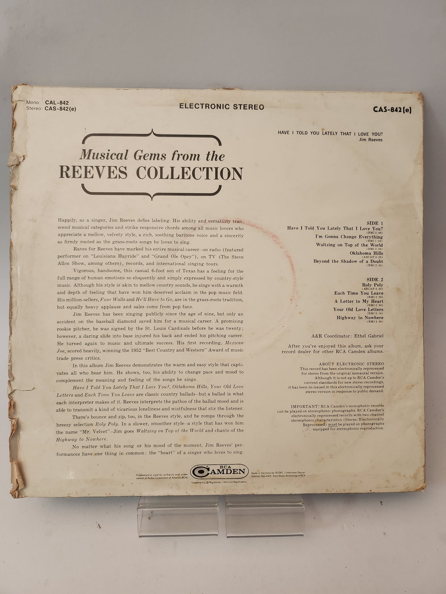 Have I Told You Lately that I Love You: Jim Reeves LP Vinyl