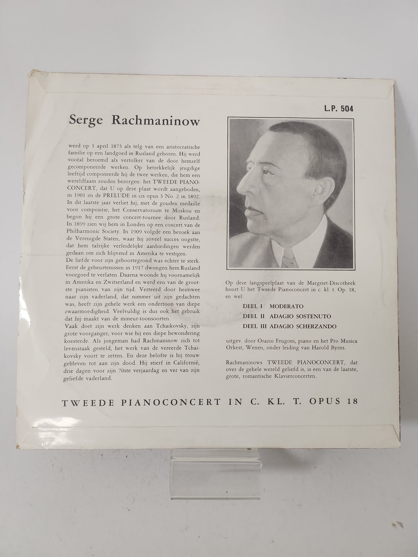 Concert voor Piano en Orkest No 2 in C. Kl. T. Opus 18 LP Vinyl