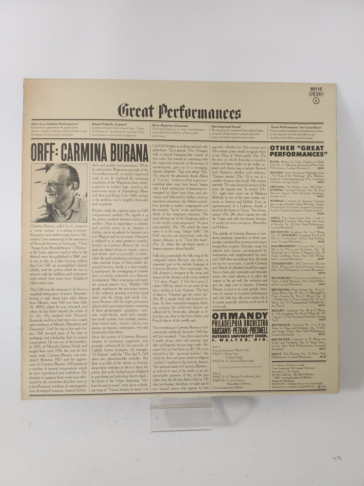 Carmina Burana LP Vinyl