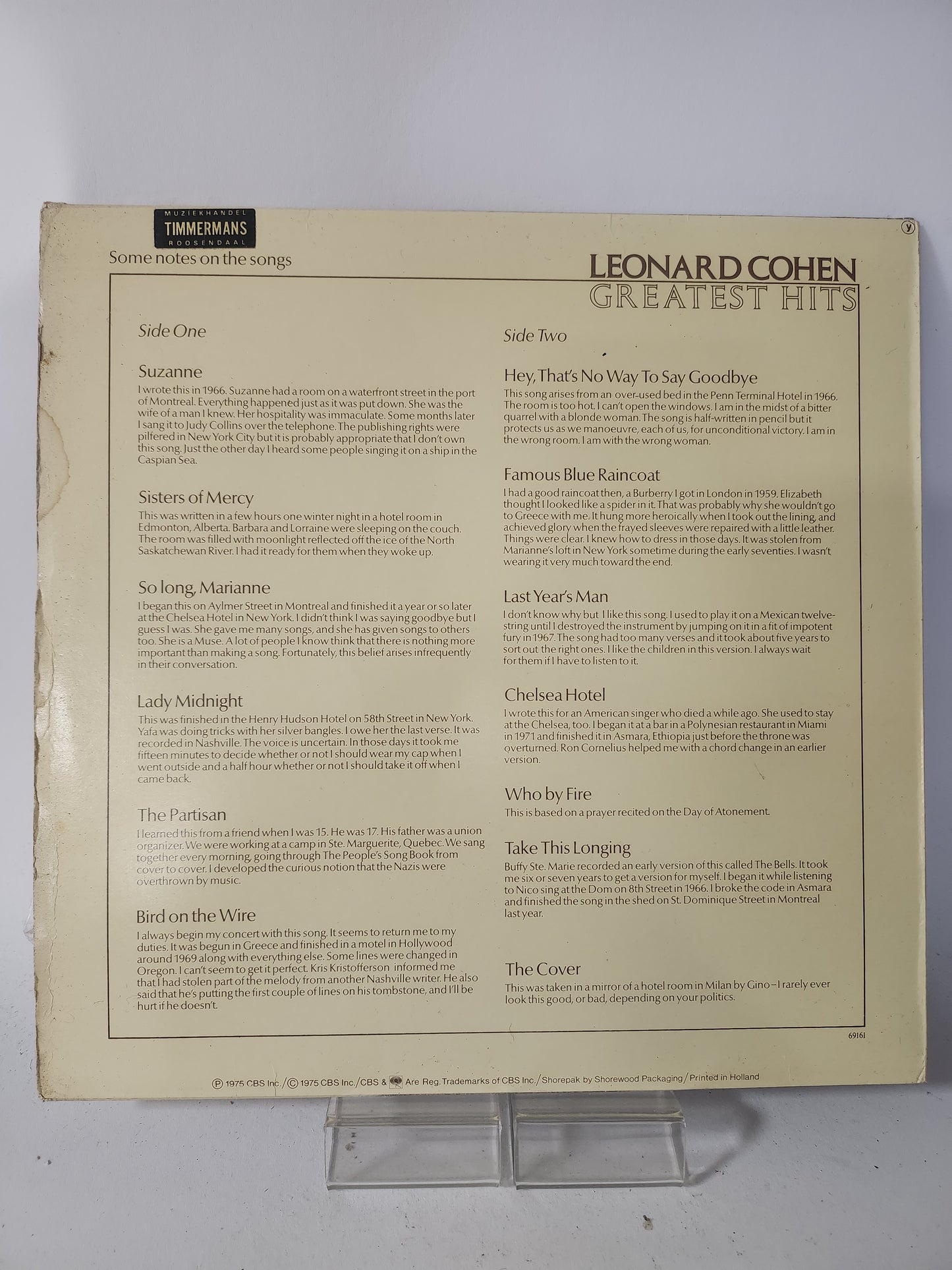 Greatest Hits: Leonard Cohen LP Vinyl