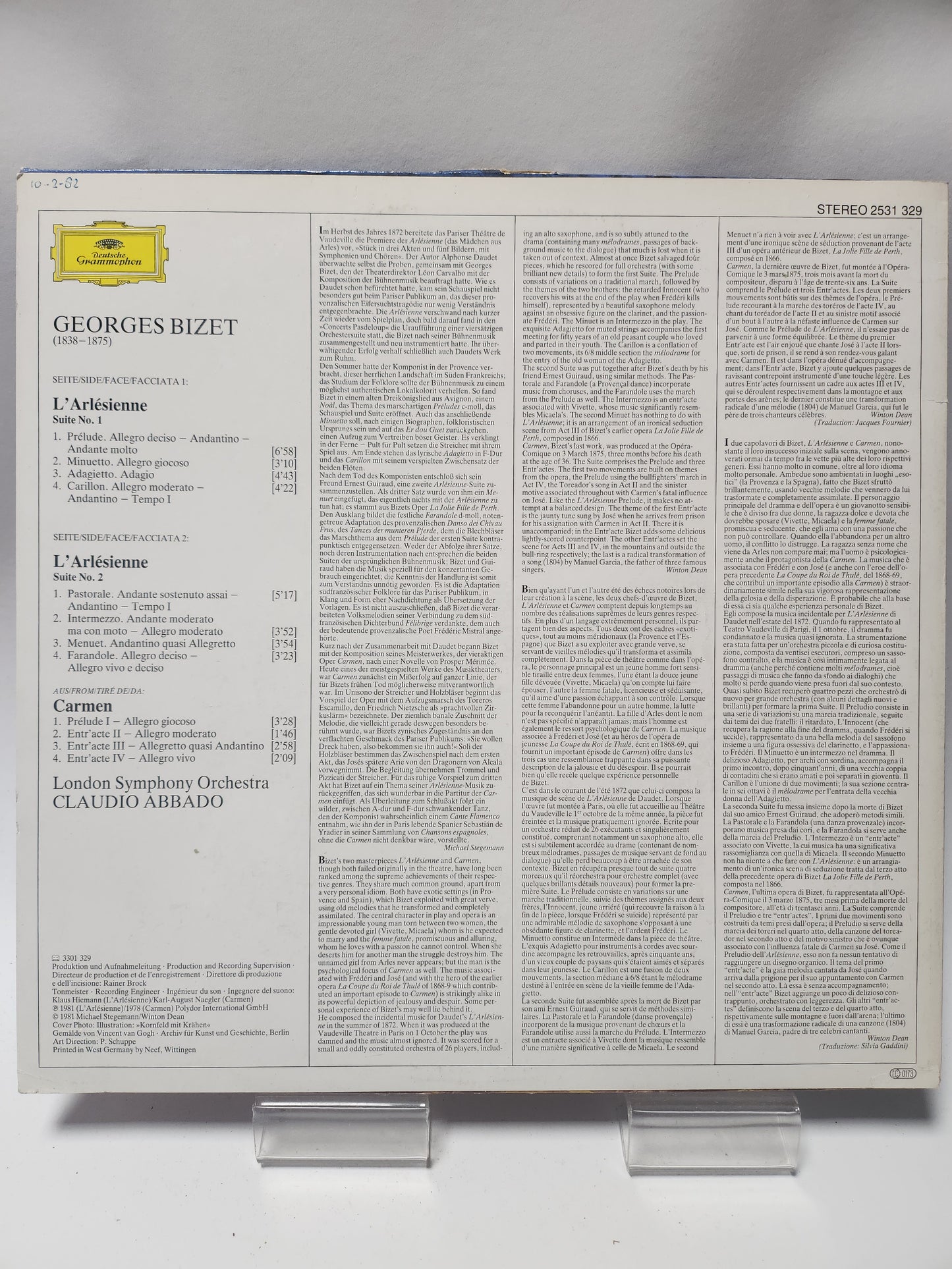 Georges Bizet: L'Arlesienne-Suiten 1 & 2 + Carmen Suite LP Vinyl