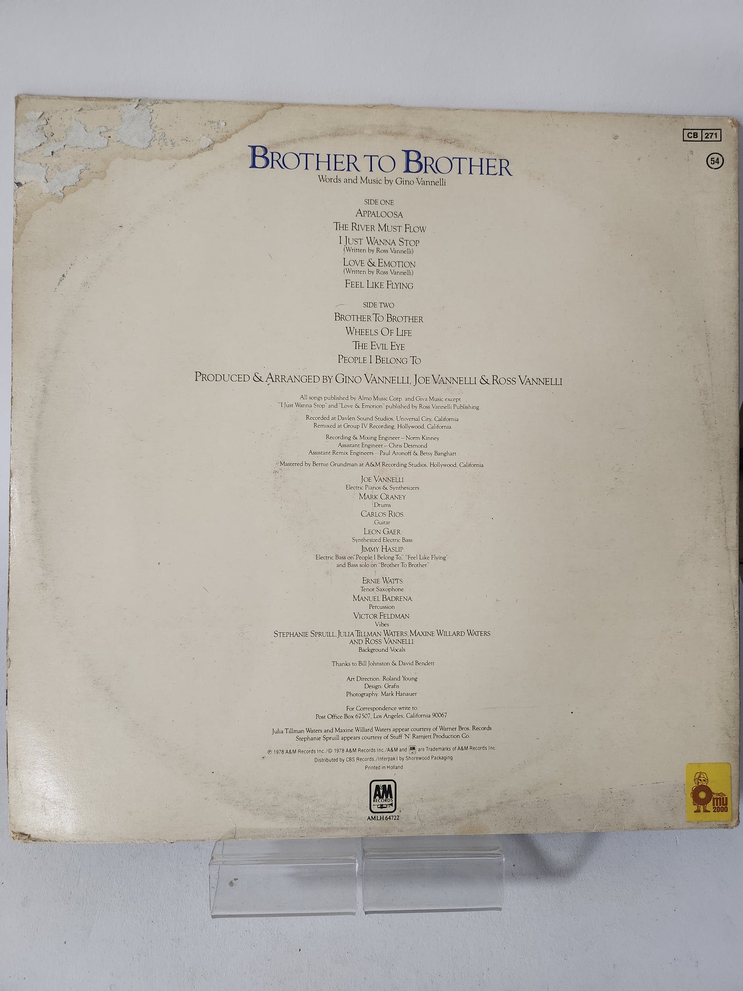 Brother in Brother: Gino Vannelli LP Vinyl