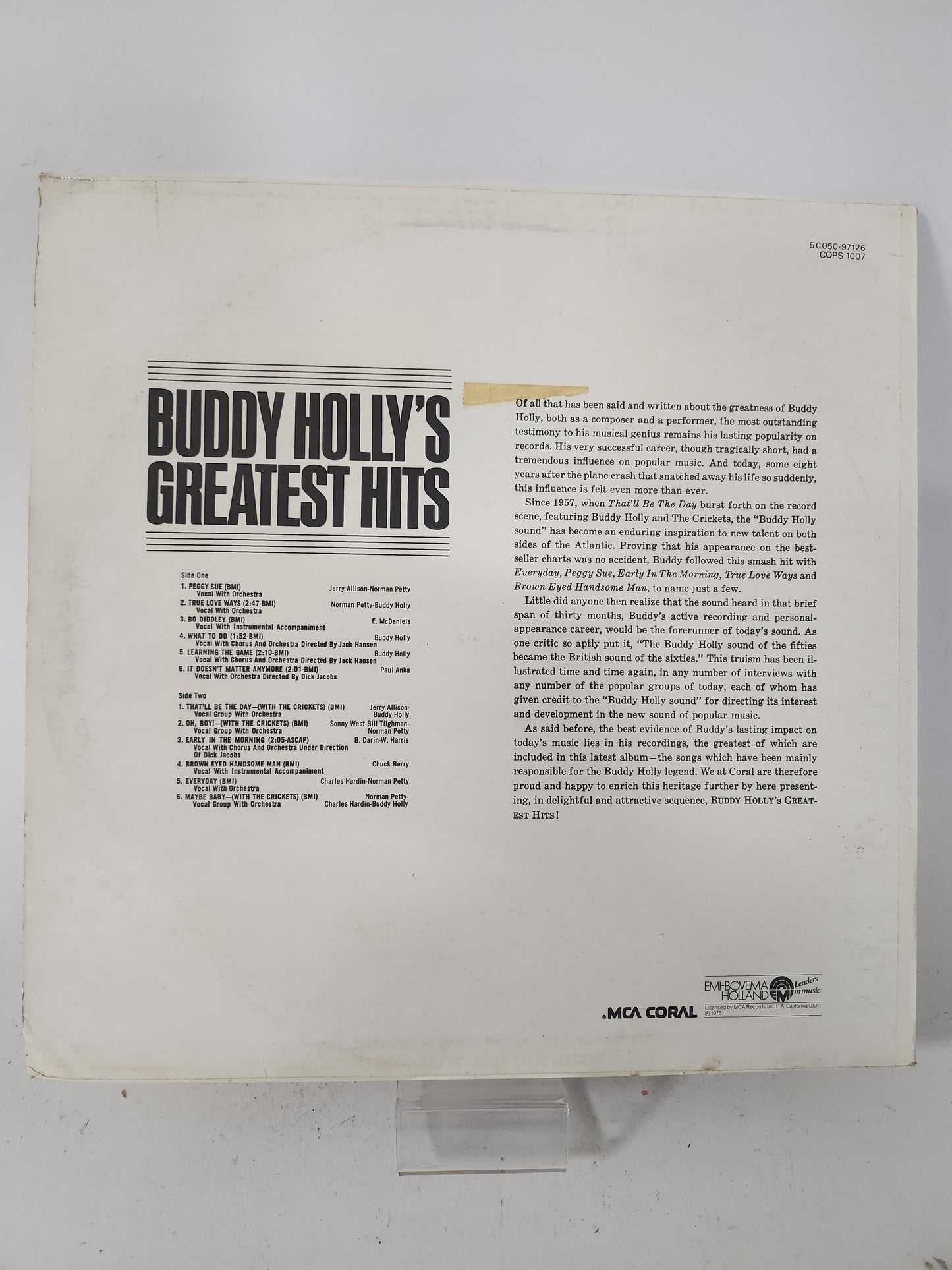 Buddy Holly's Greatest Hits LP Vinyl