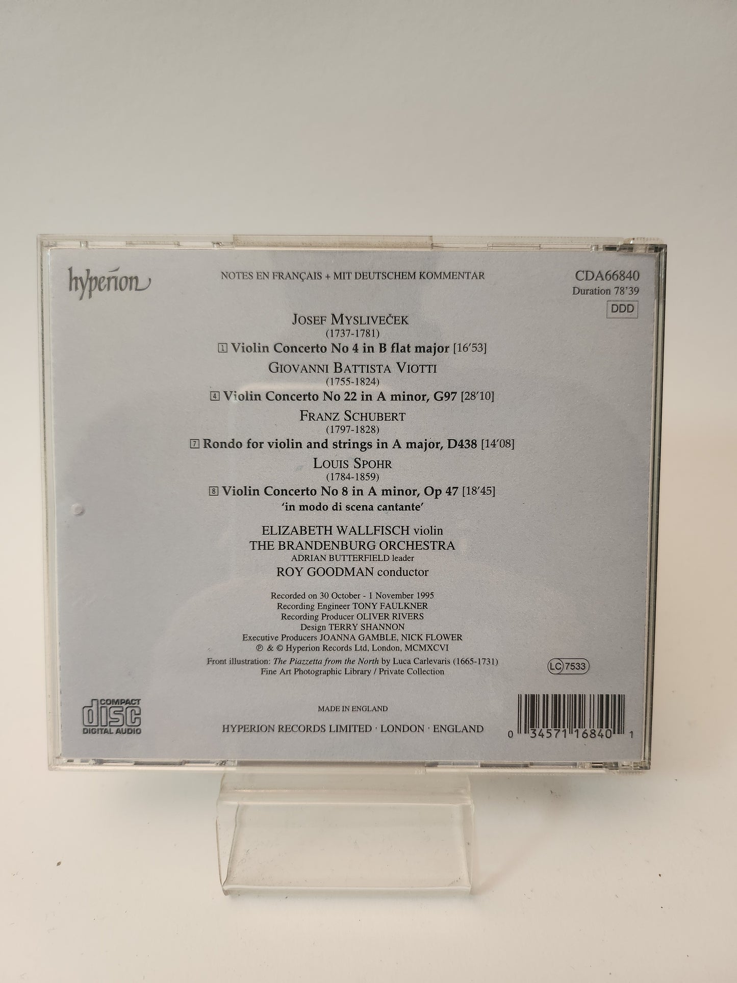 Elizabeth Wallfisch & the Brandenburg Orchestra & Roy Goodman CD