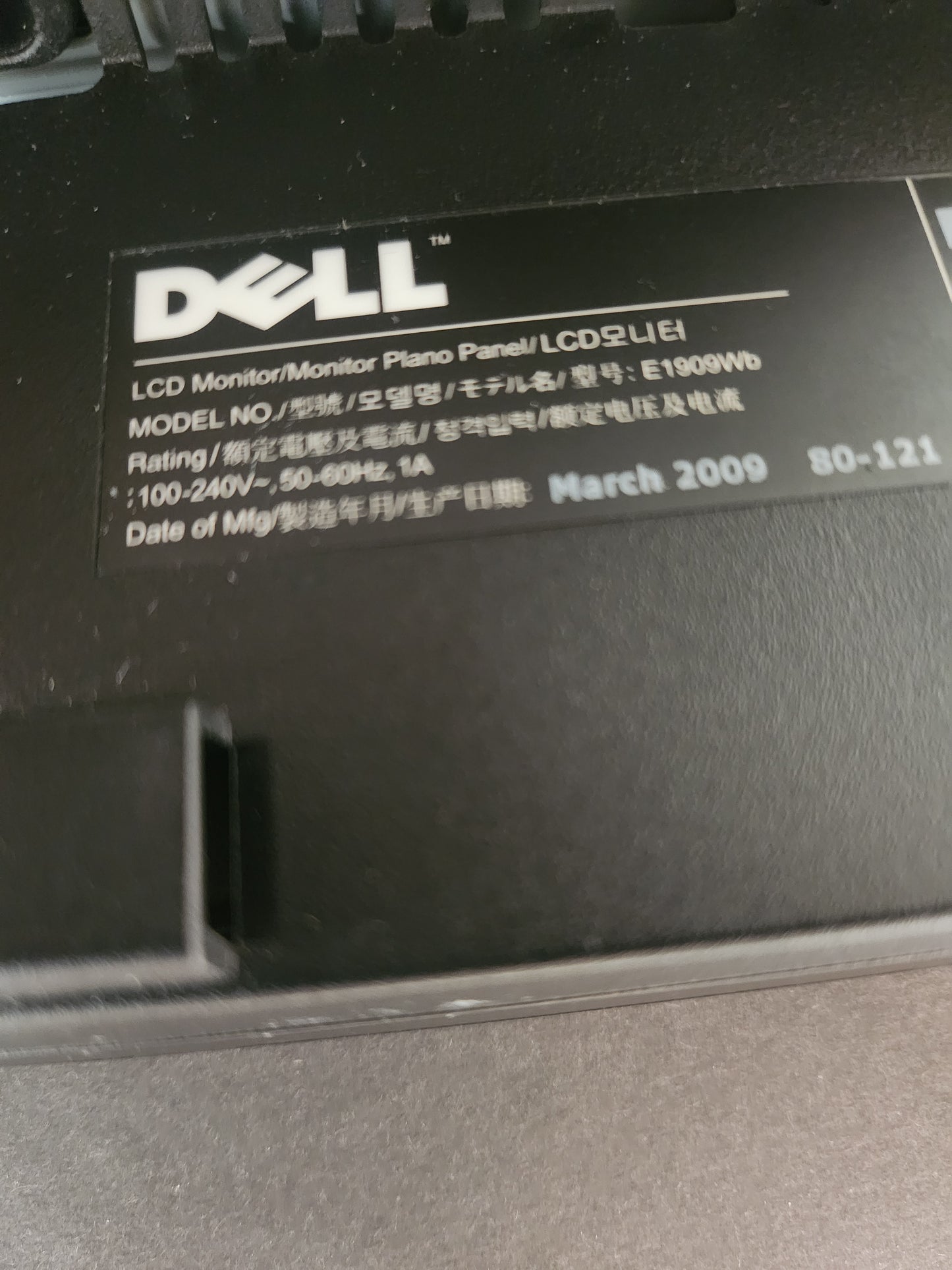 Dell E1909Wb Monitor 19 Inch PC Beeldscherm