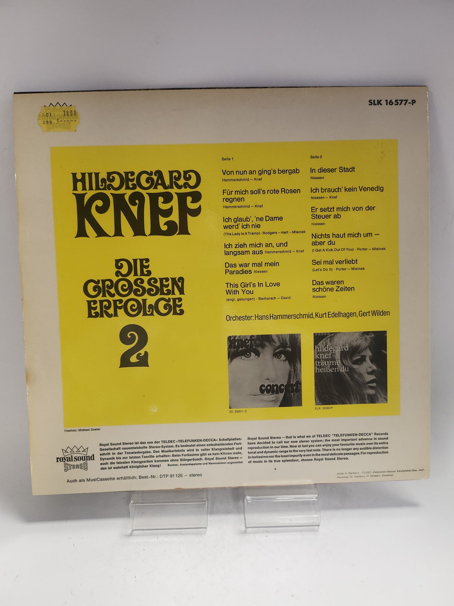 Hildegard Knef: Die Grossen Erfolge 2 LP Vinyl